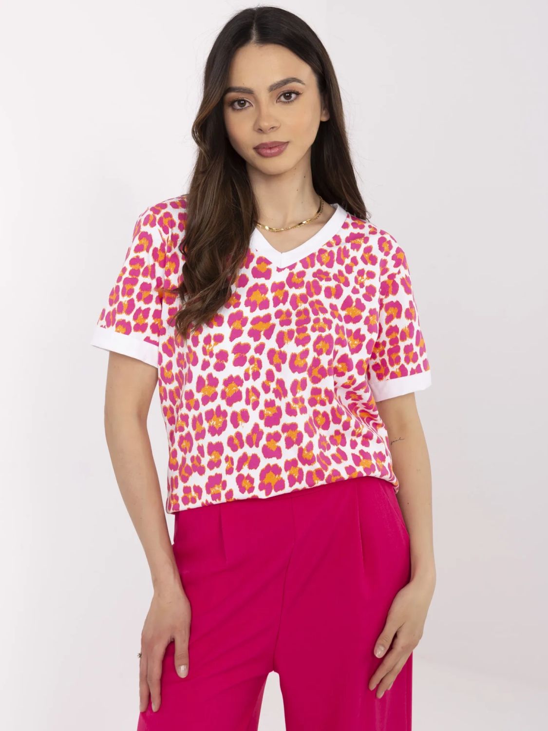 Stylische Bluse mit kurzen Ärmeln in Rosa