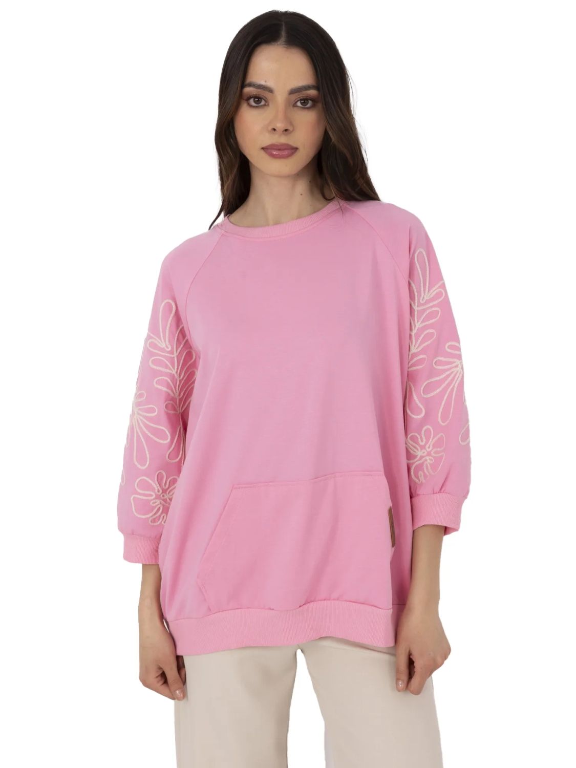 Rosa Bluse mit modernem Schnitt