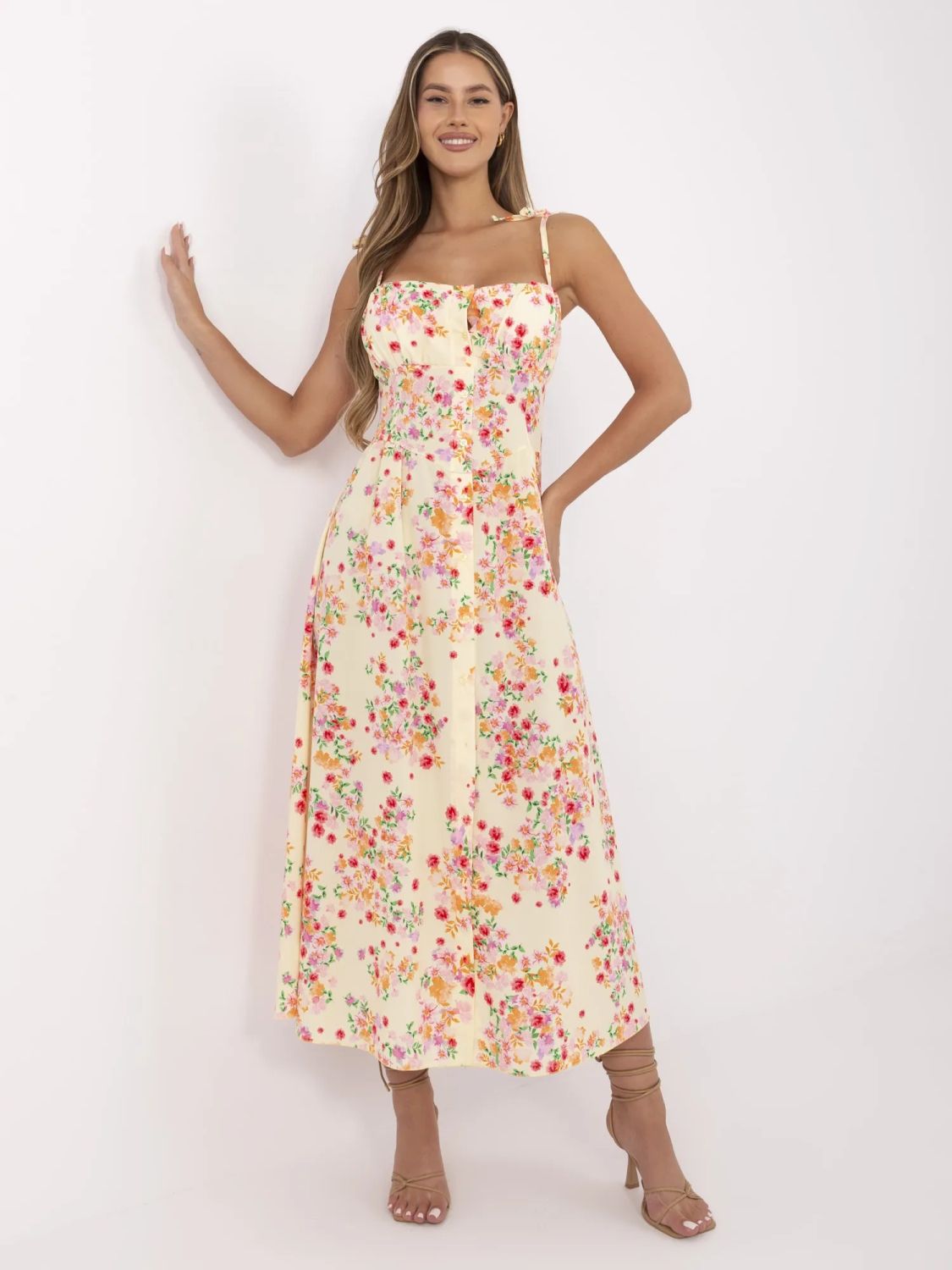Blumen Midi Kleid mit Trägern