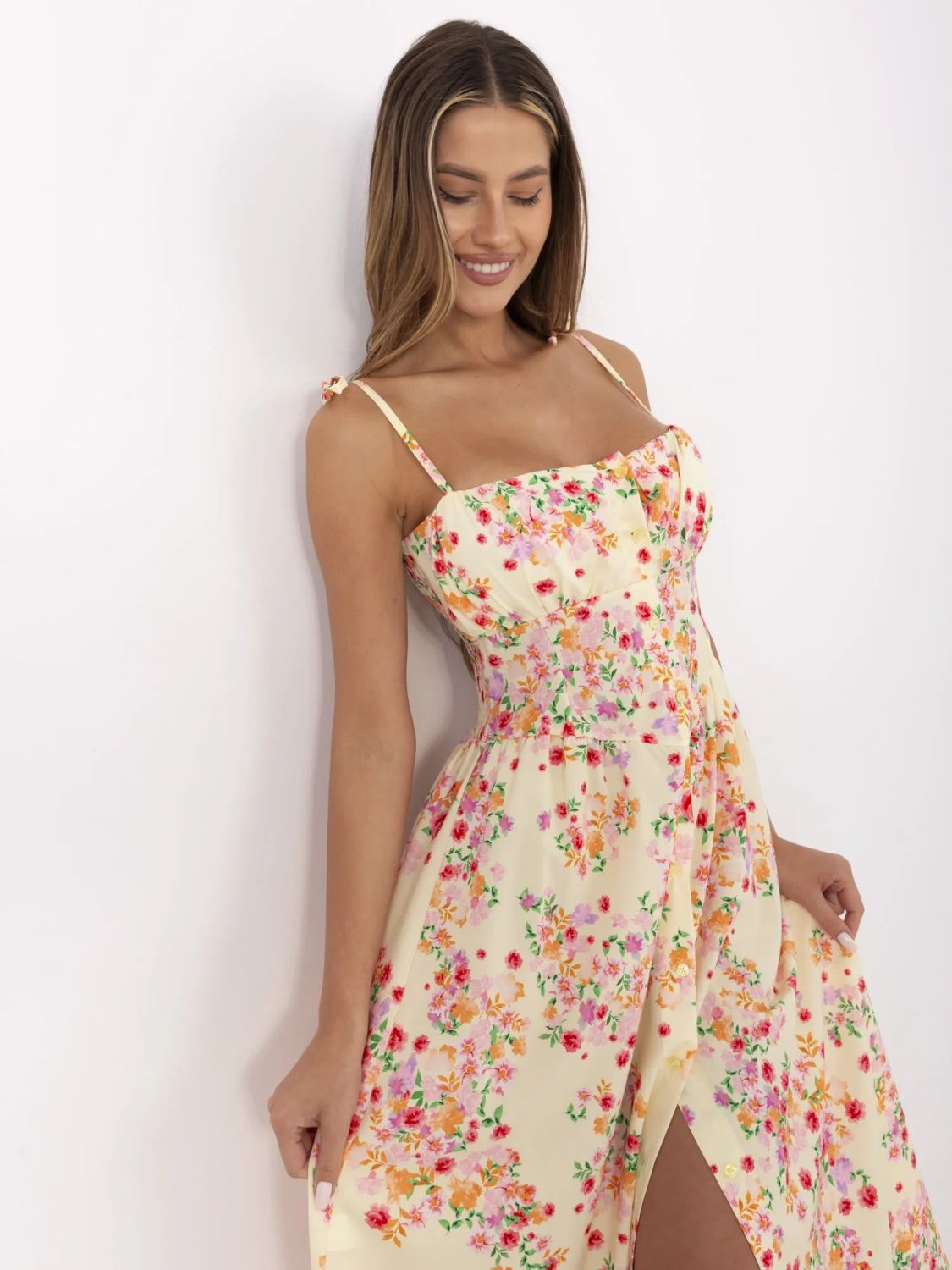 Blumen Midi Kleid mit Trägern