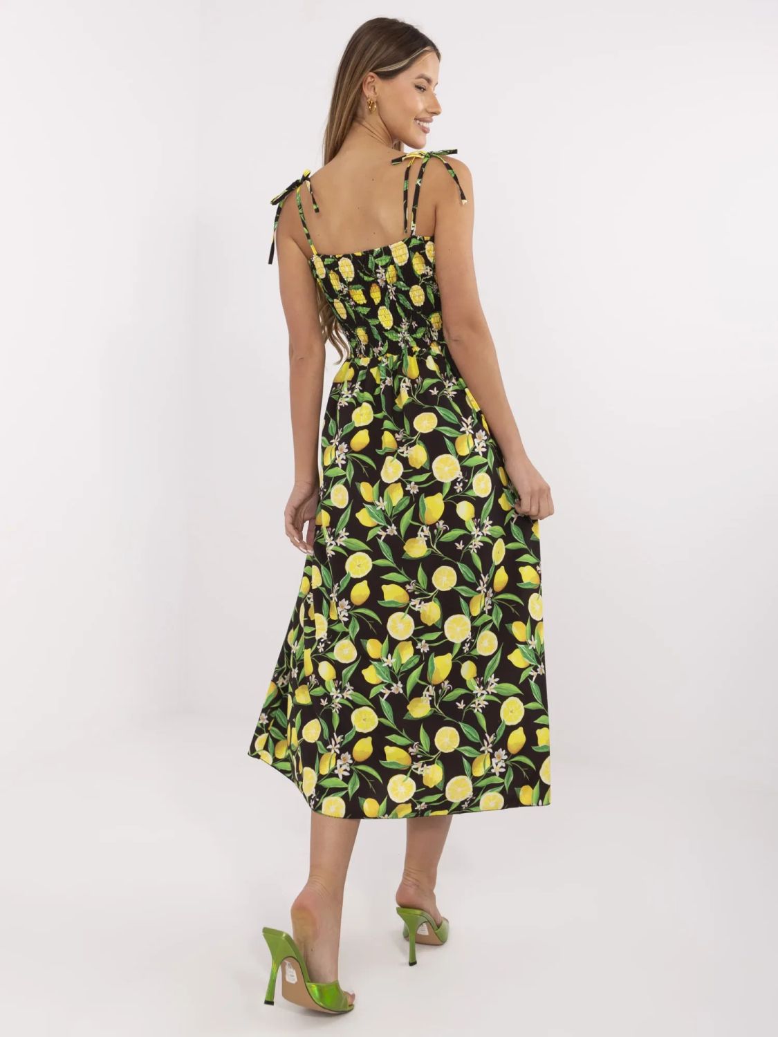 Ausgestellte schwarze Kleid mit Druck