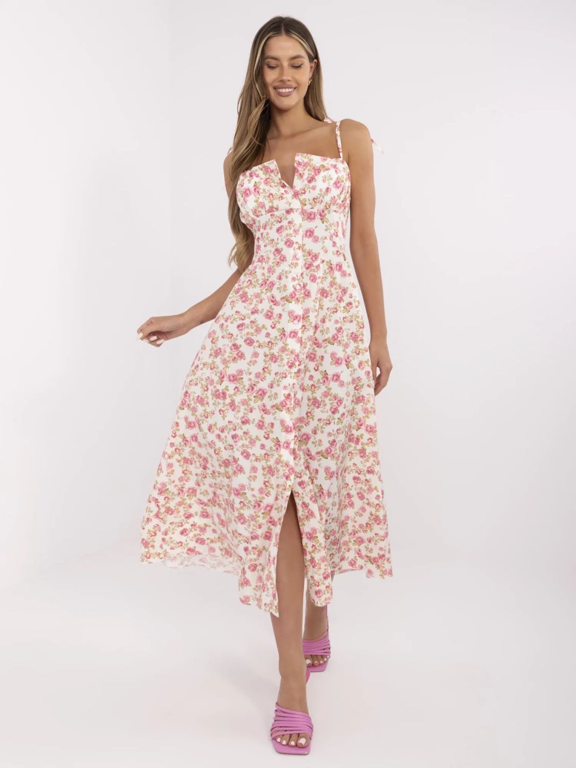 Blumen Midi Kleid mit Trägern
