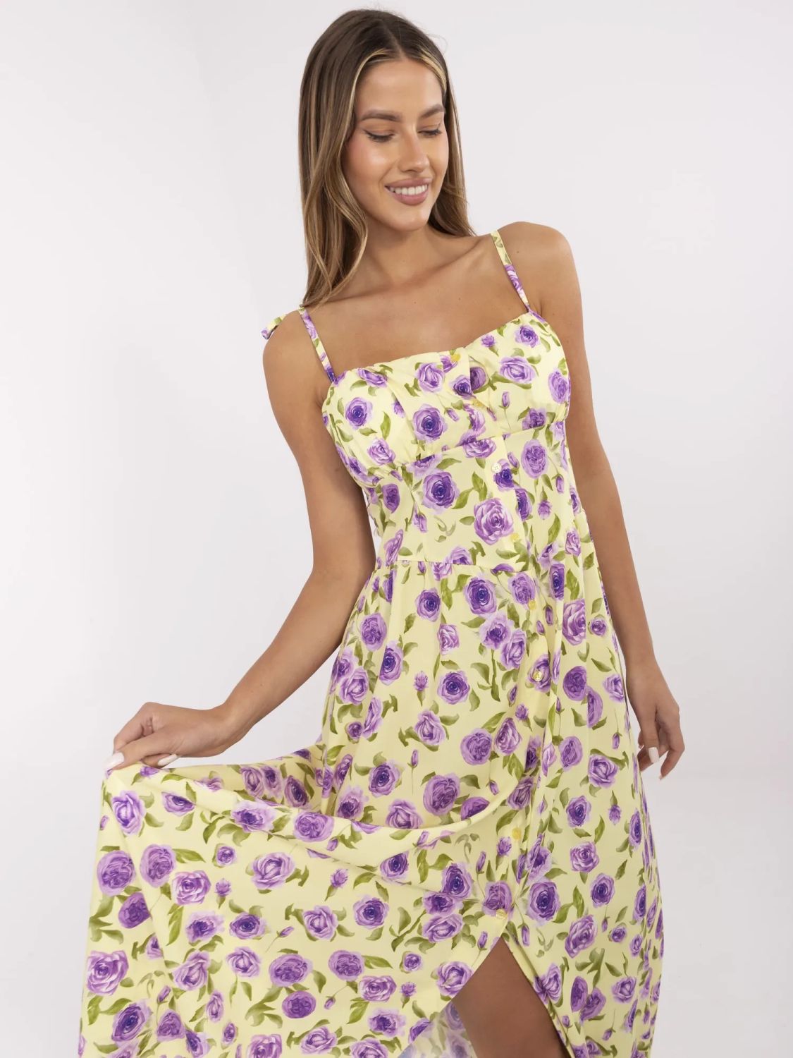 Blumen Midi Kleid mit Trägern