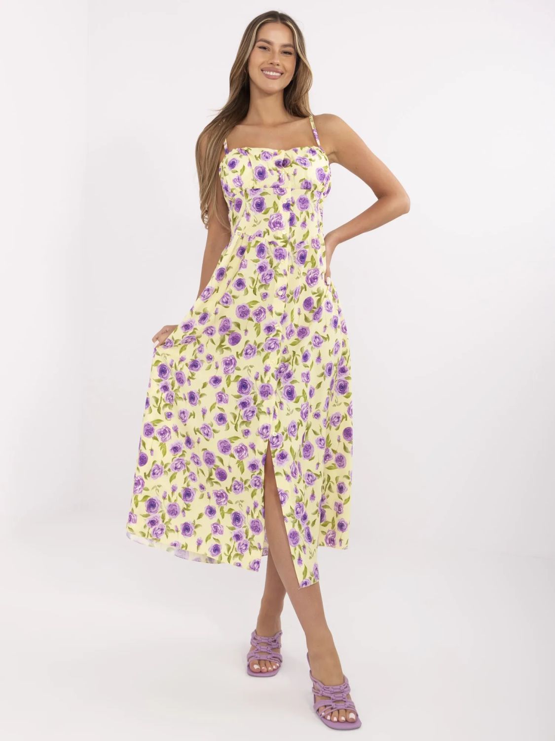 Blumen Midi Kleid mit Trägern