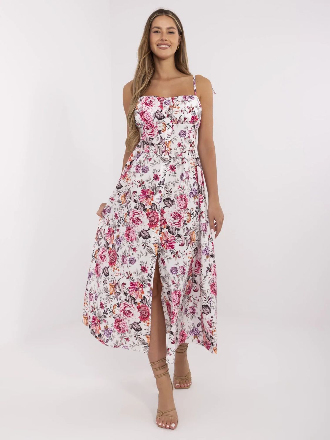 Blumen Midi Kleid mit Trägern
