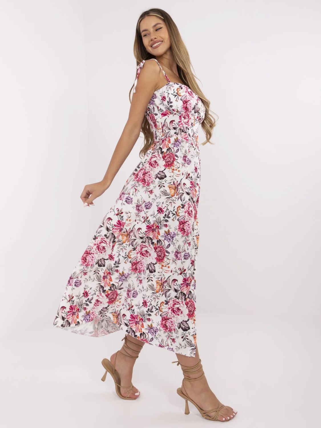 Blumen Midi Kleid mit Trägern