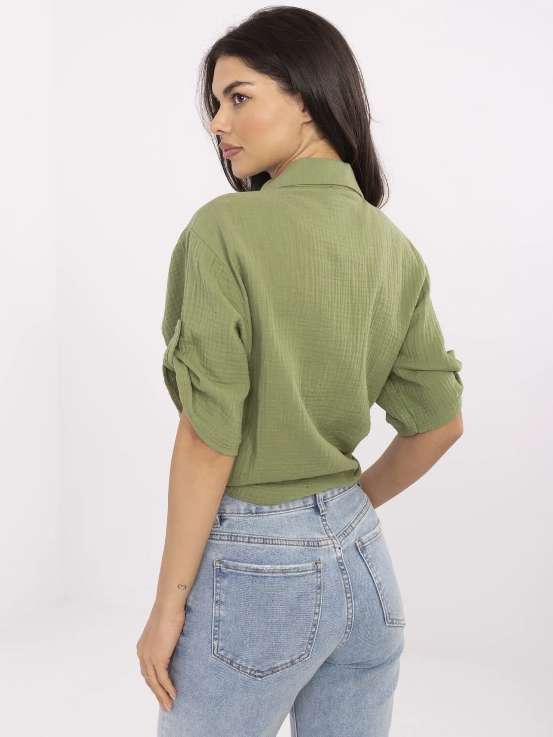 Stilvolle khaki Bluse mit 3/4 Ärmeln