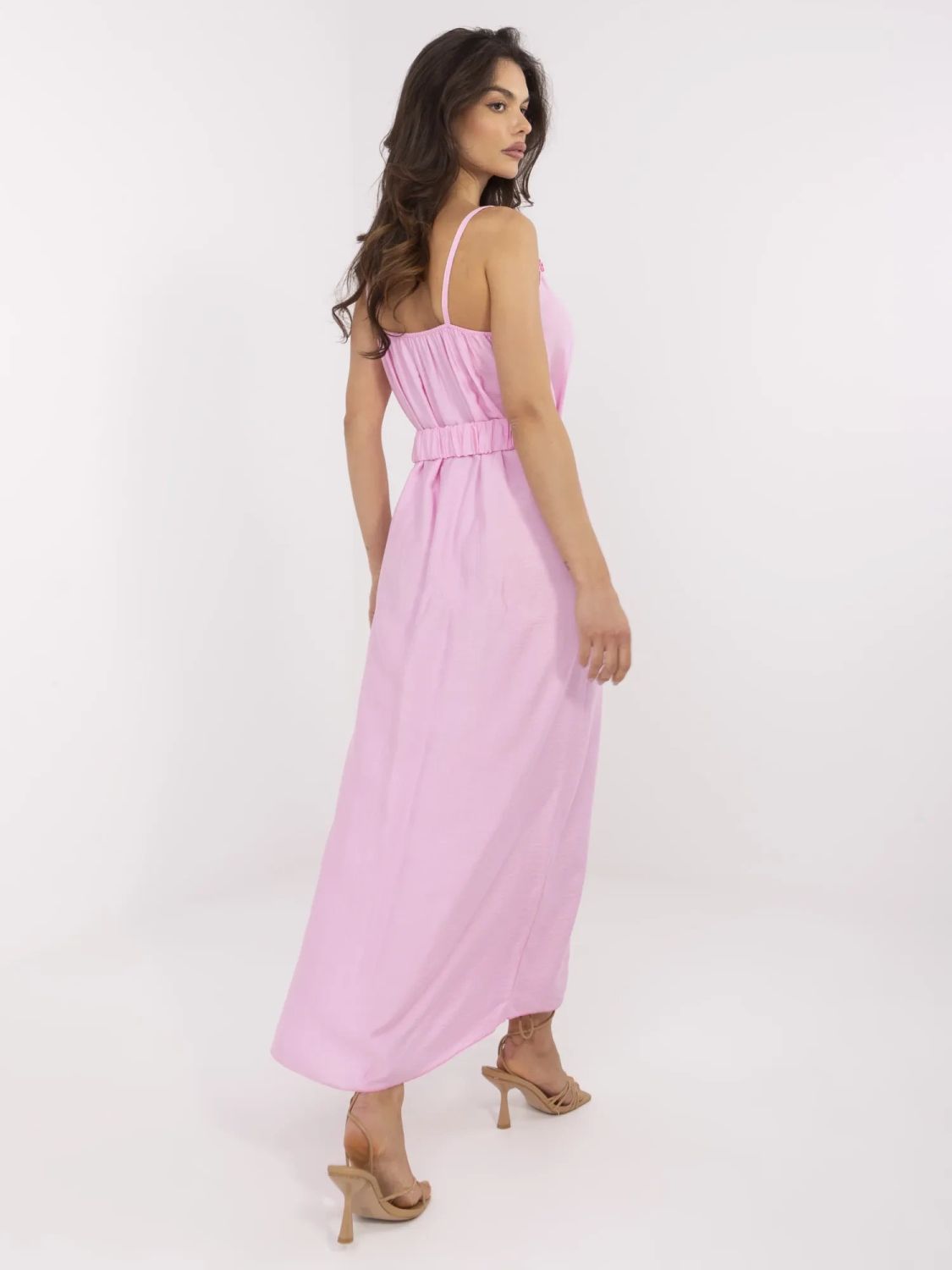 Maxikleid mit Gürtel in Rosa