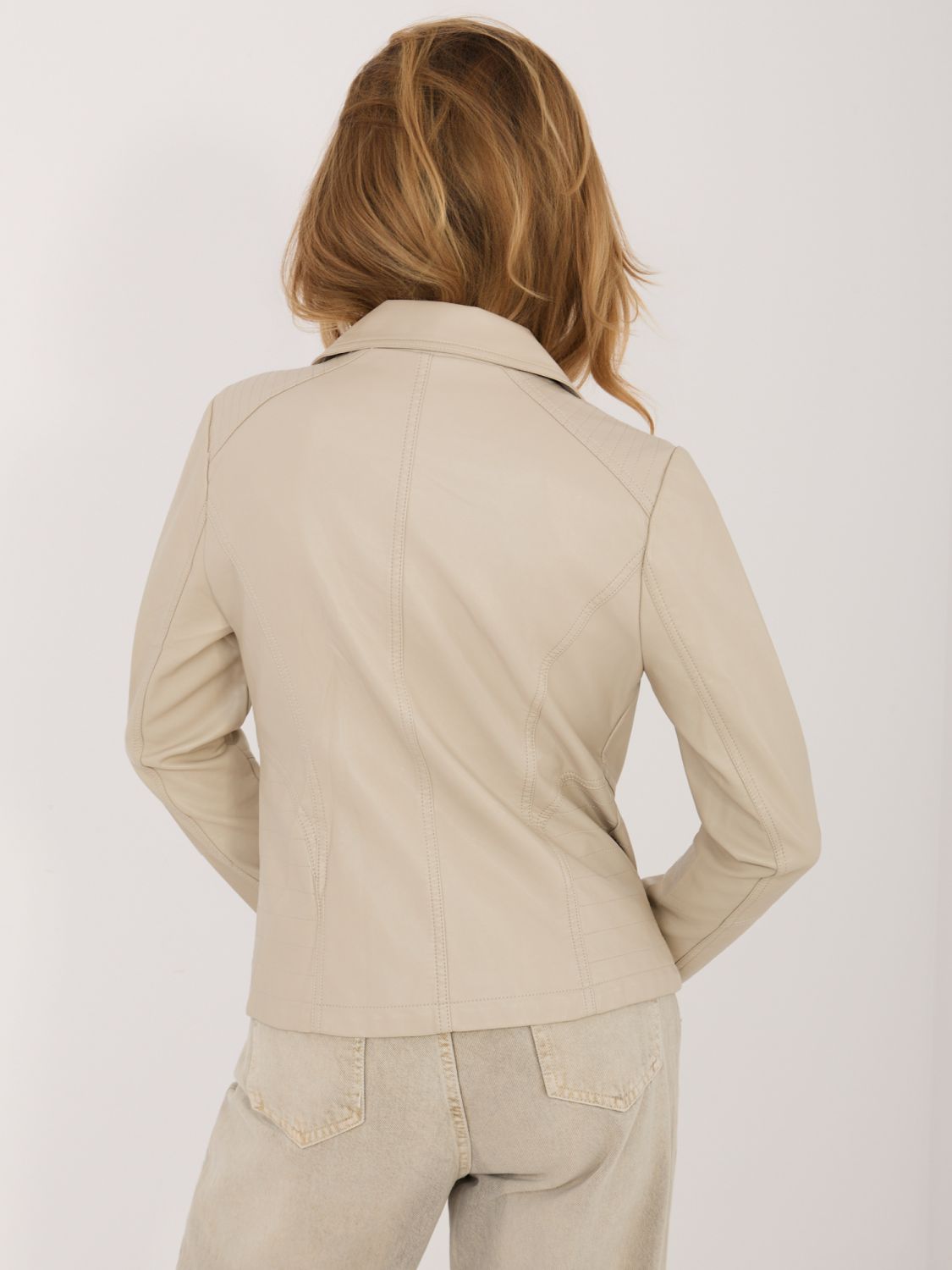 Beige Übergangsjacke aus Kunstleder