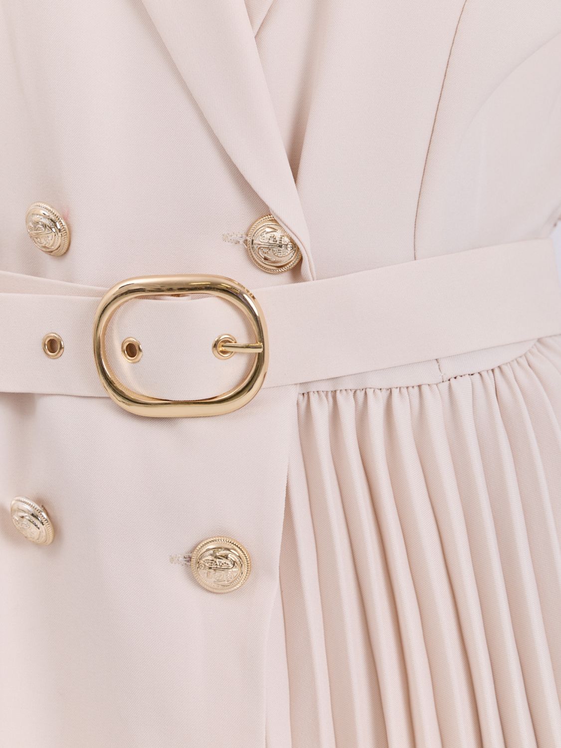 Beiges ausgestelltes Midi-Kleid mit Gürtel