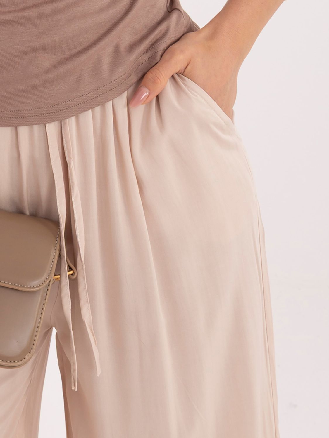 Beige Palazzo-Hose aus Viskose