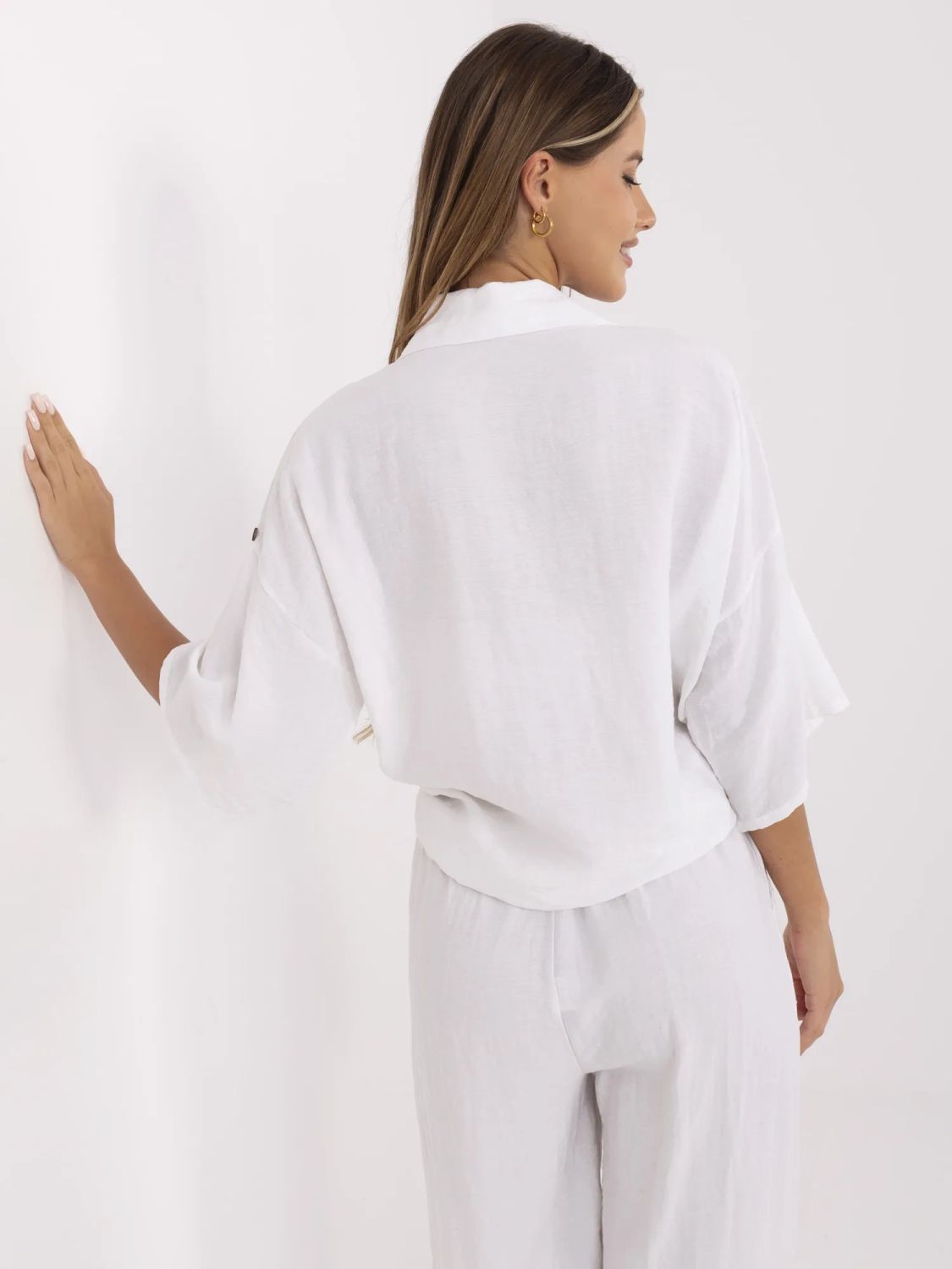 Weiße Bluse mit 3/4-Ärmeln