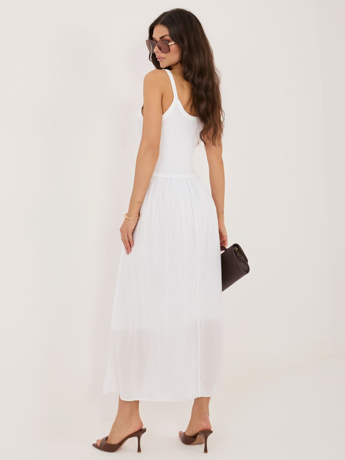 Weißes Maxi-Kleid mit Futter