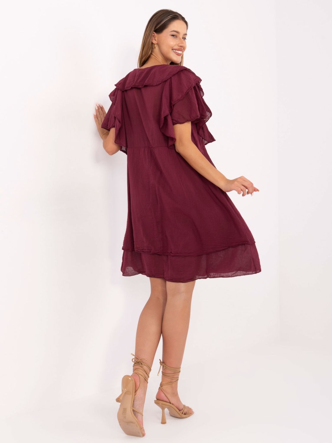 Oversize Kleid mit kurzen Ärmeln in Bordeaux