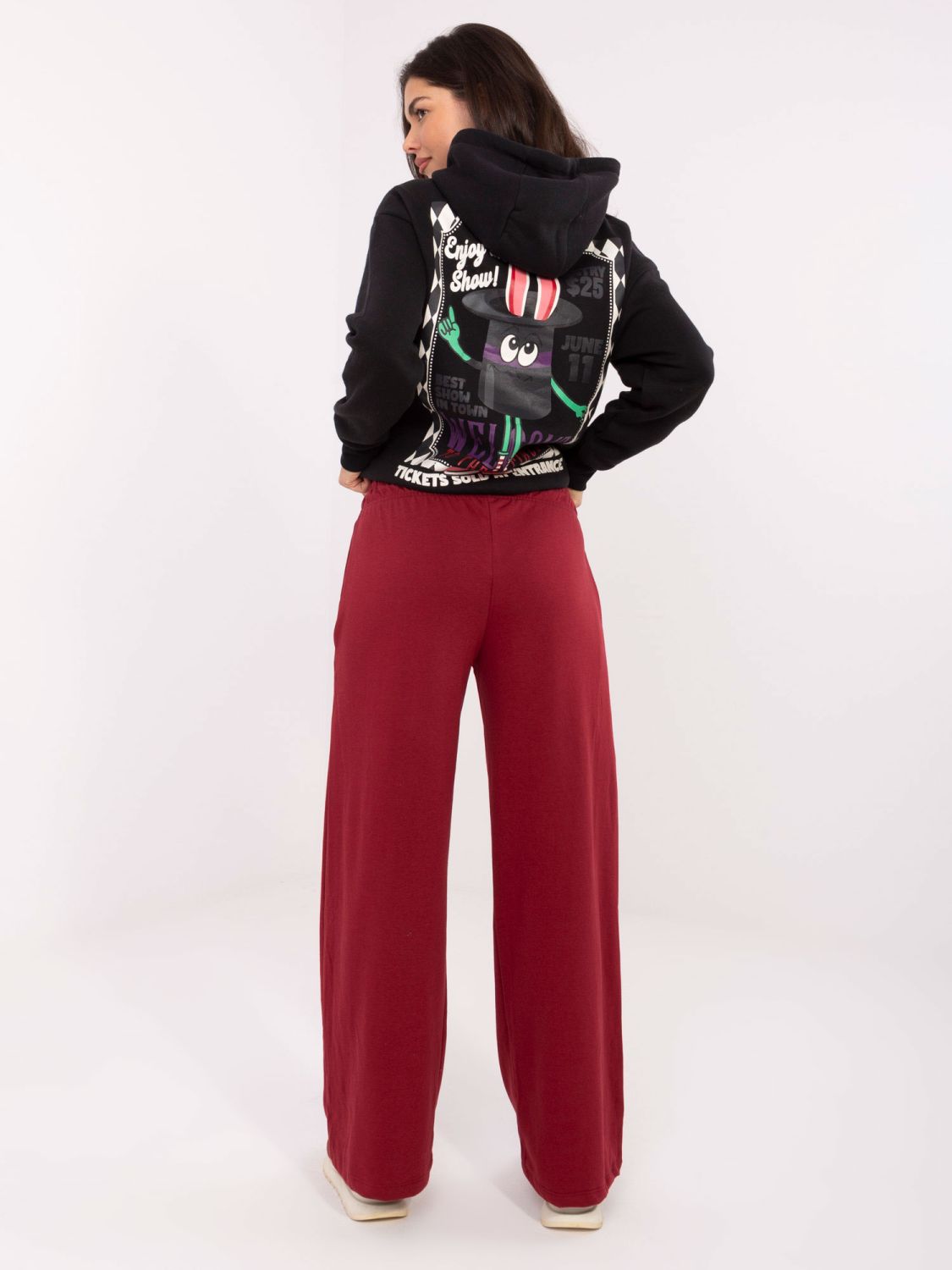 Bordeauxrote Sweatpants mit weitem Bein