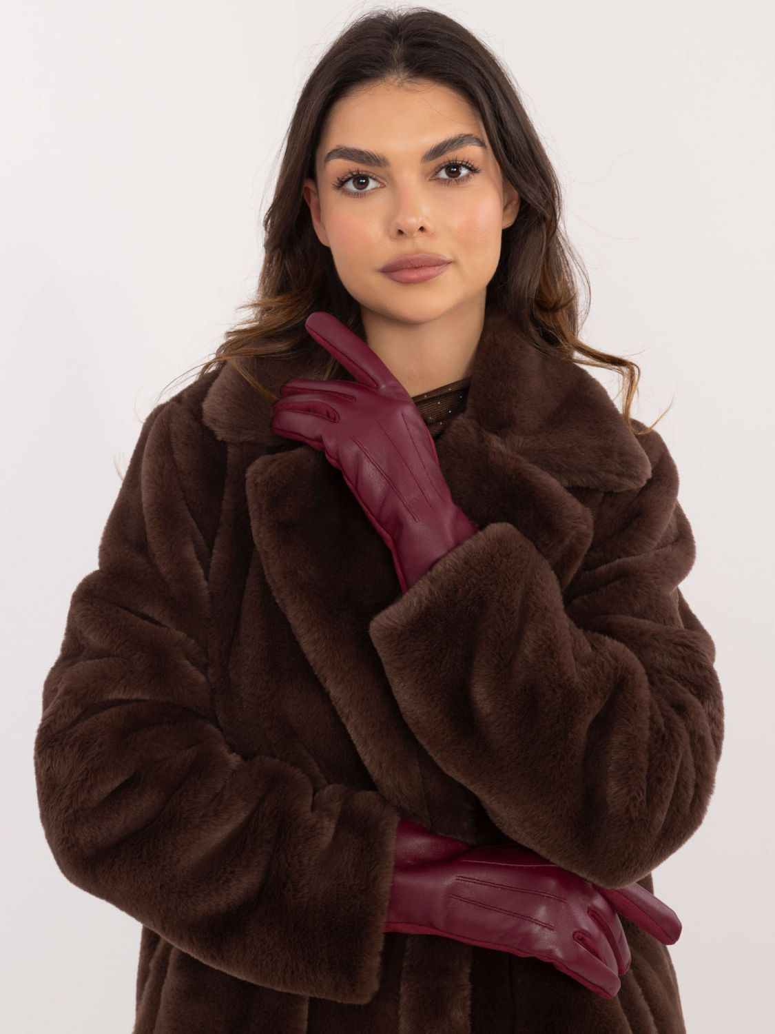 Damenhandschuhe mit Futter in Bordeaux