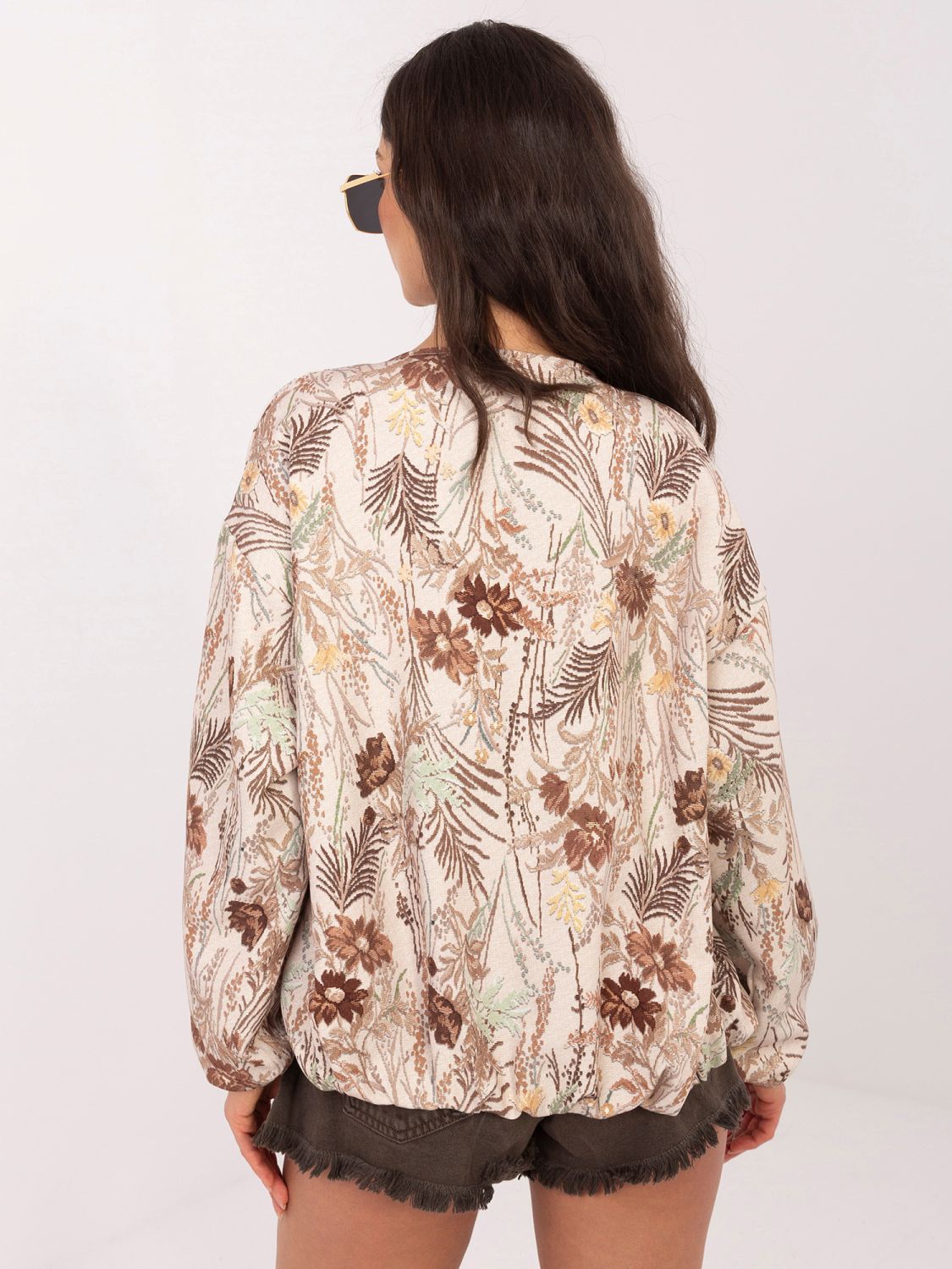 Braune geblümte Bomberjacke mit Futter