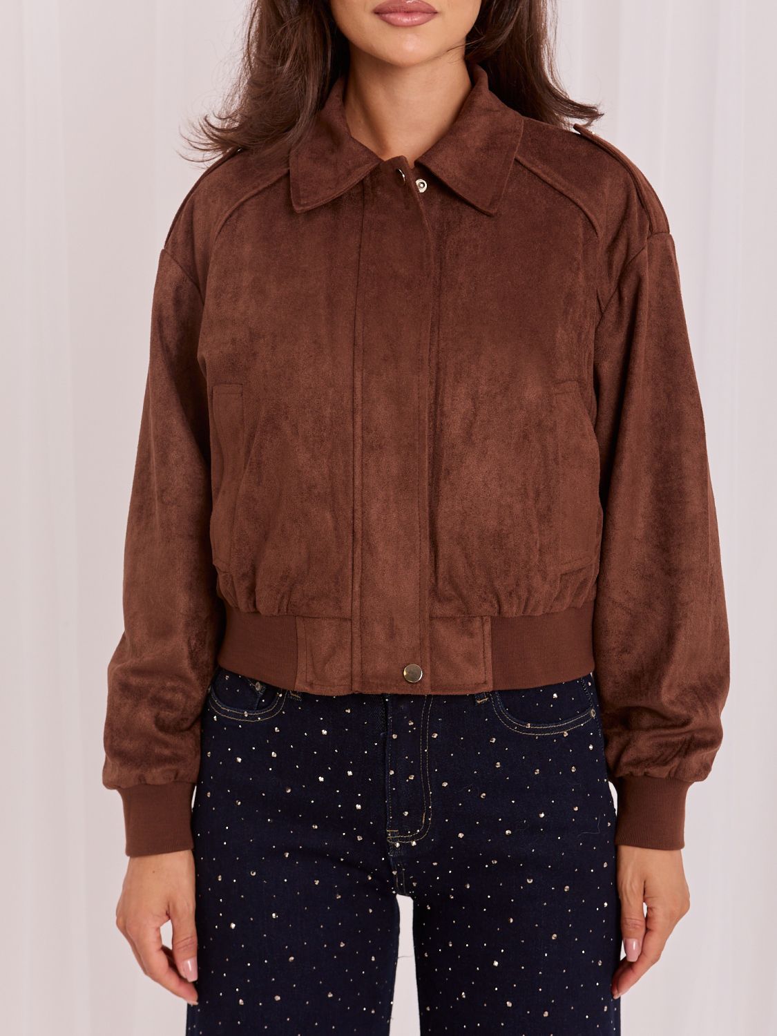 Braune Übergangsjacke aus Kunstleder