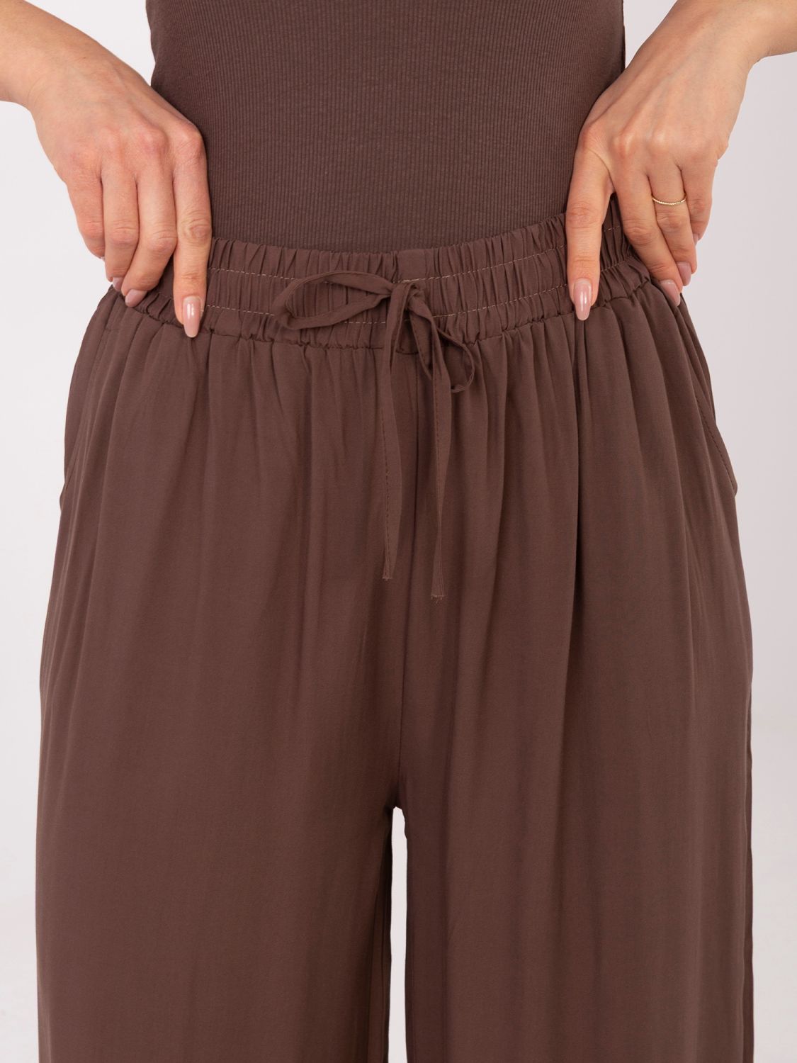 Braune Palazzo-Hose aus Viskose