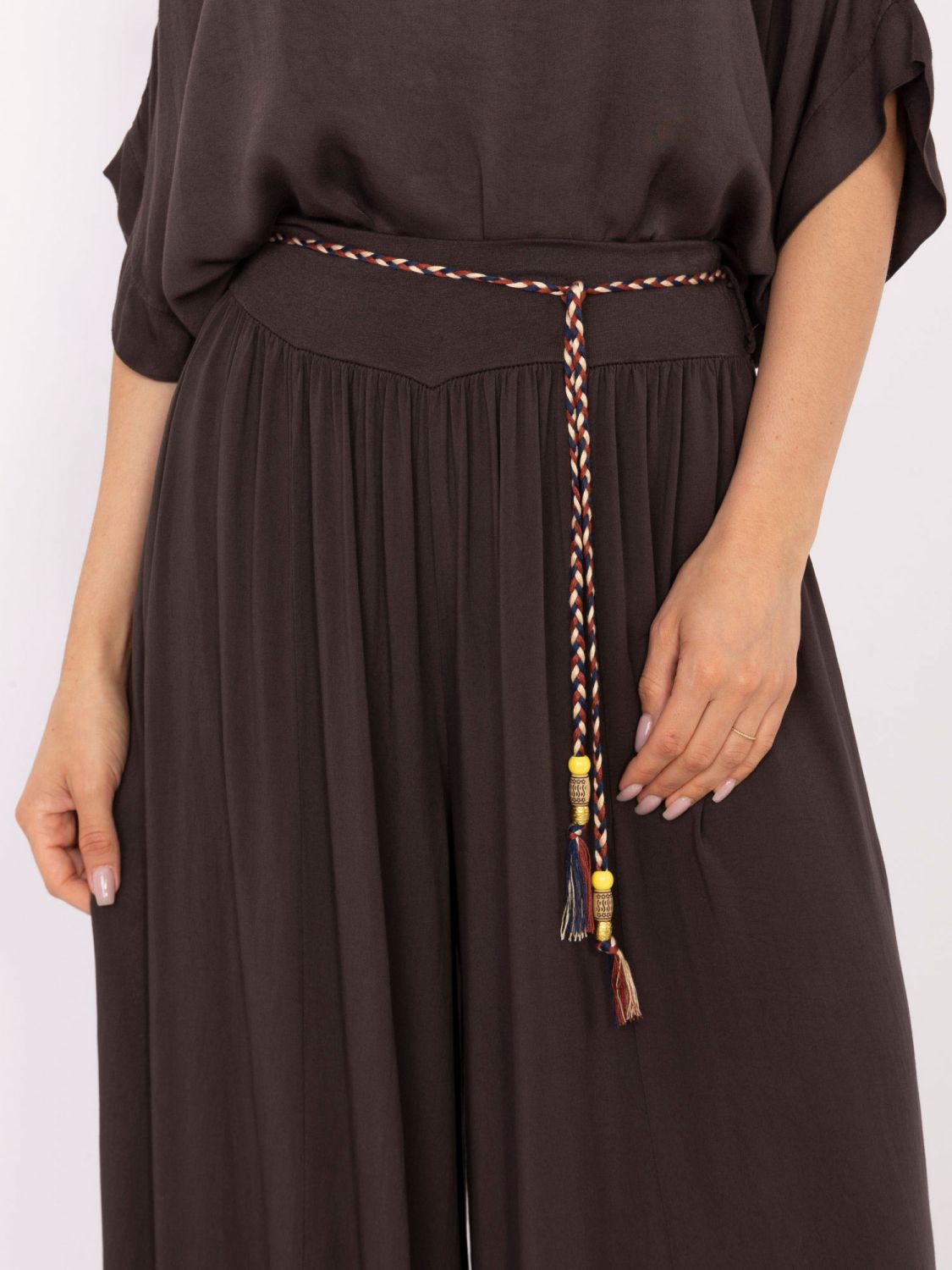 Elegante Palazzo-Hosen in Dunkelbraun
