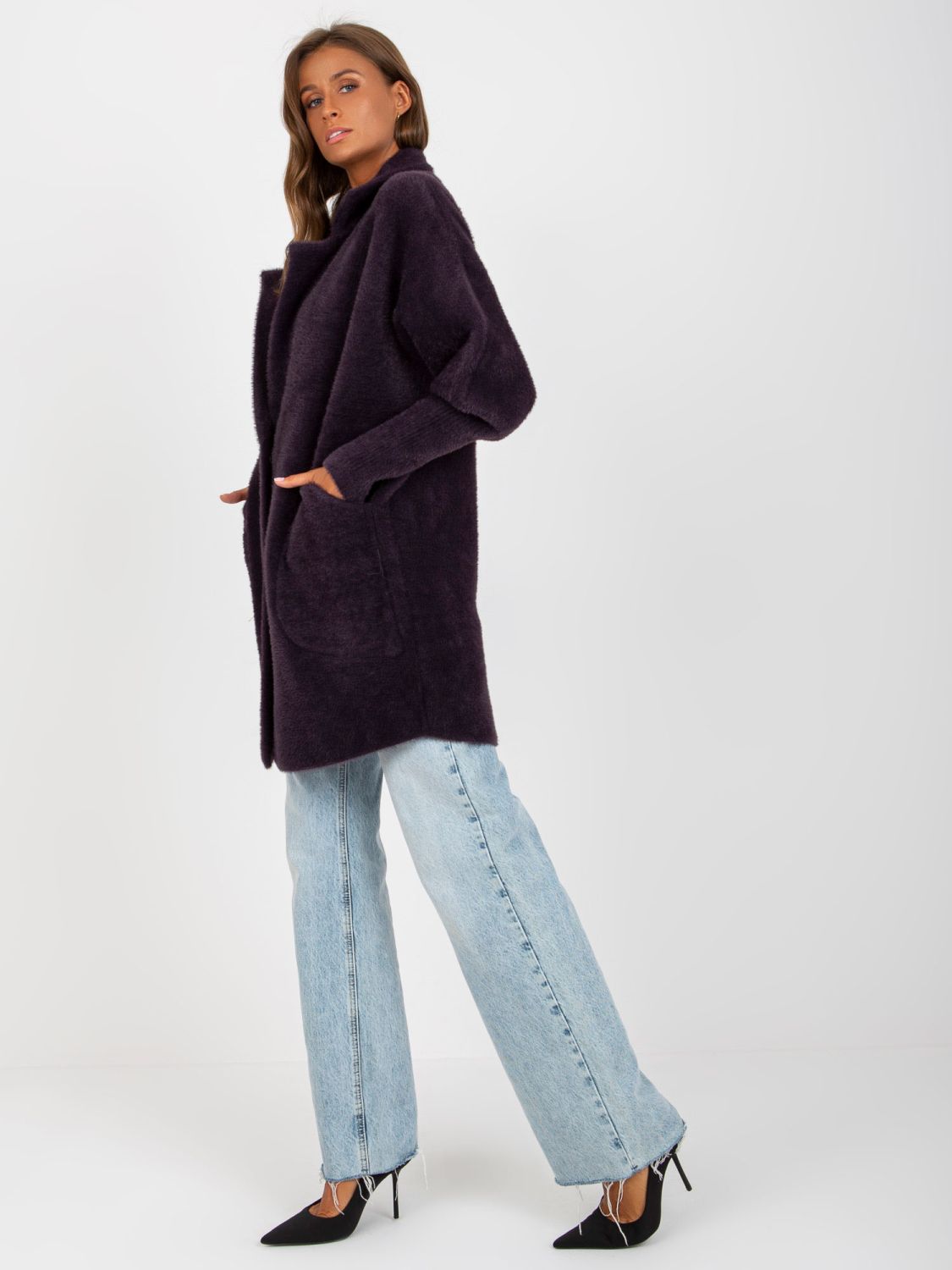 Übergangsmantel aus Alpaka und Wolle Violet