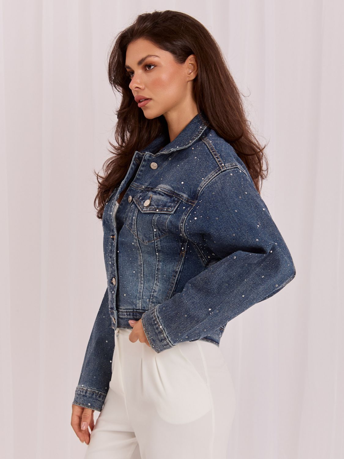 Jeansjacke mit Applikation in Dunkelblau