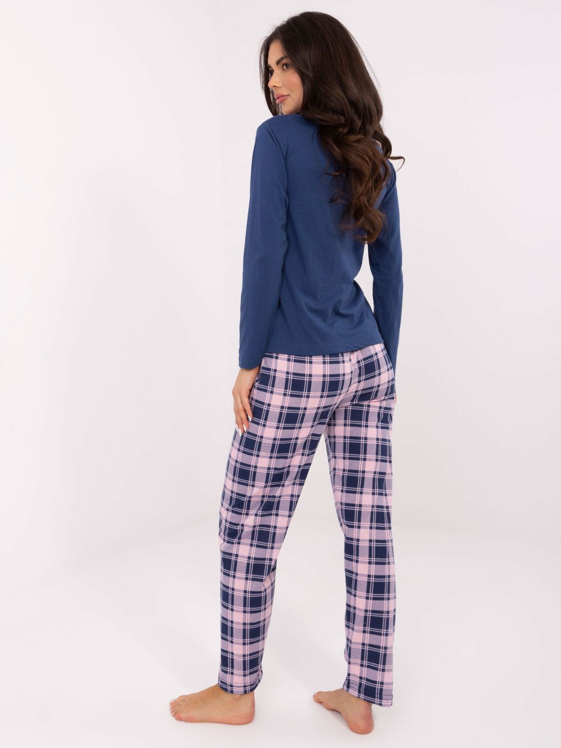 Damen-Pyjama mit langen Ärmeln in Dunkelblau