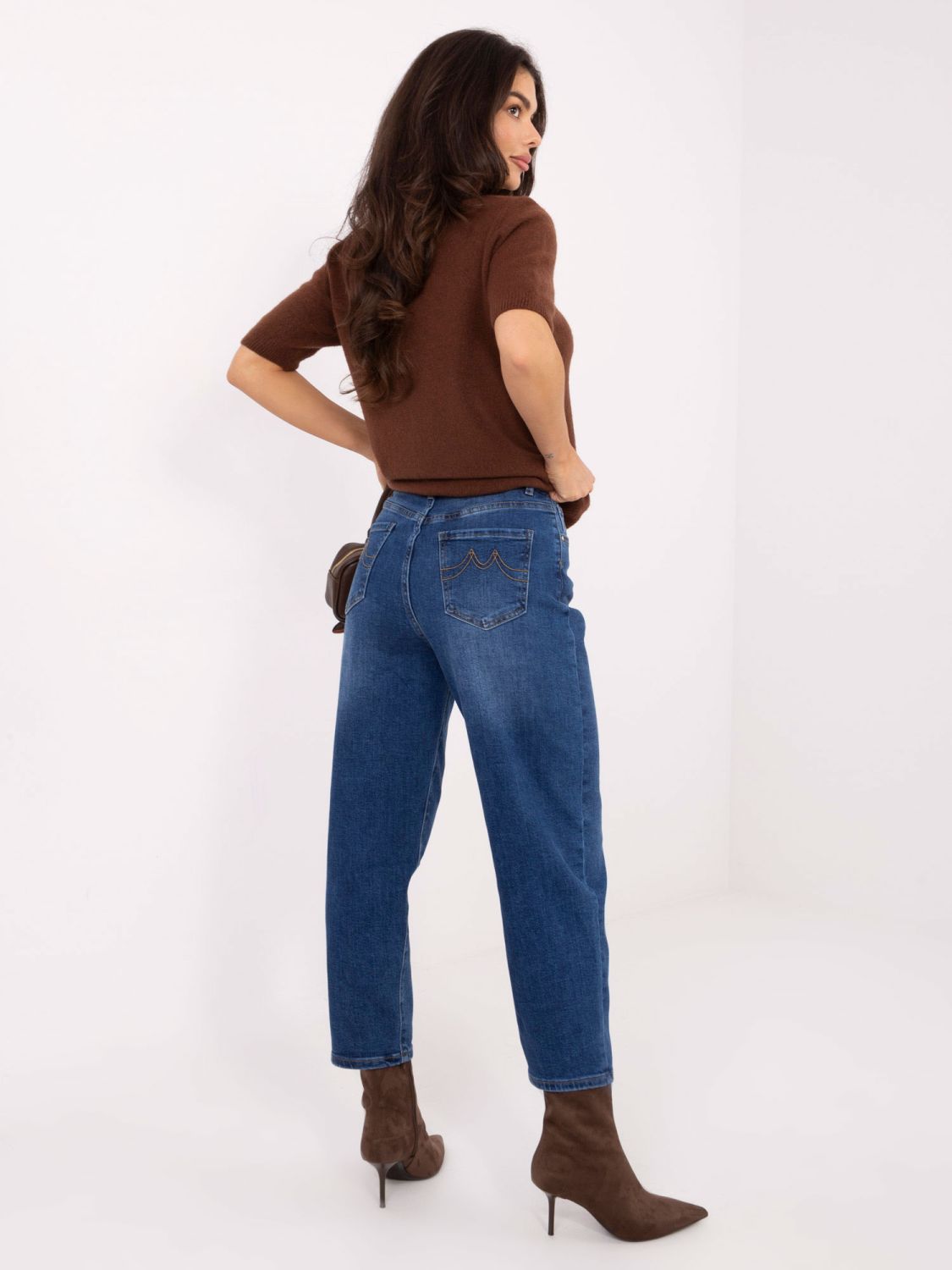 Damen Mom Jeans mit hohem Bund in Dunkelblau