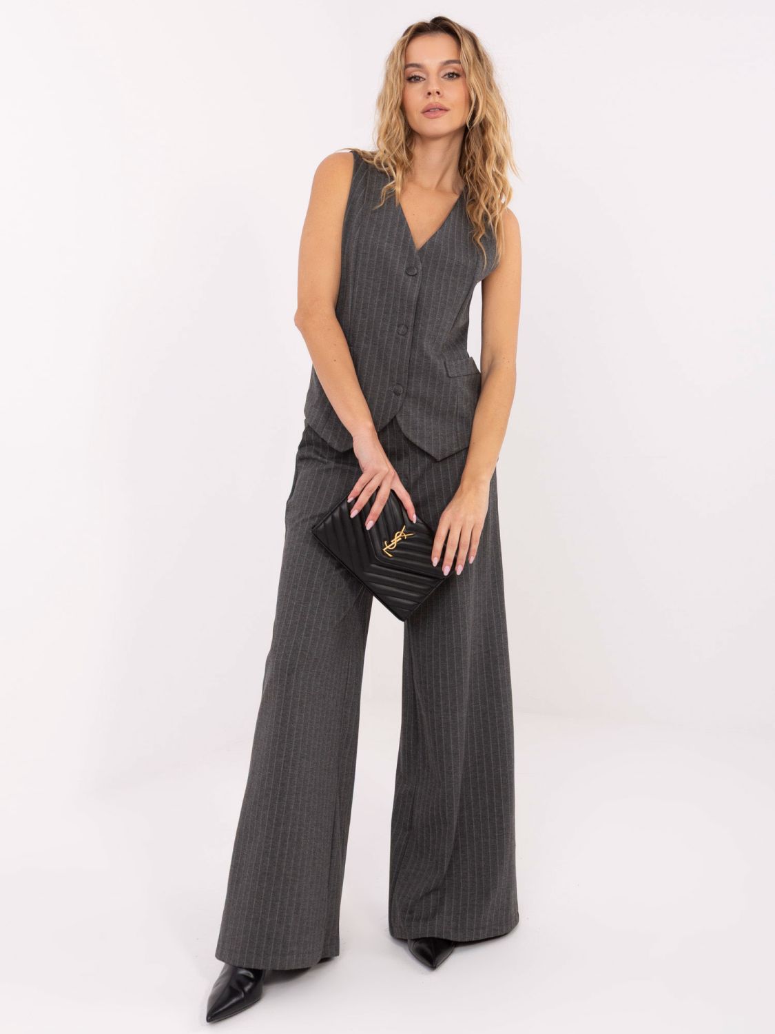 Elegante graue Damenweste mit Streifen