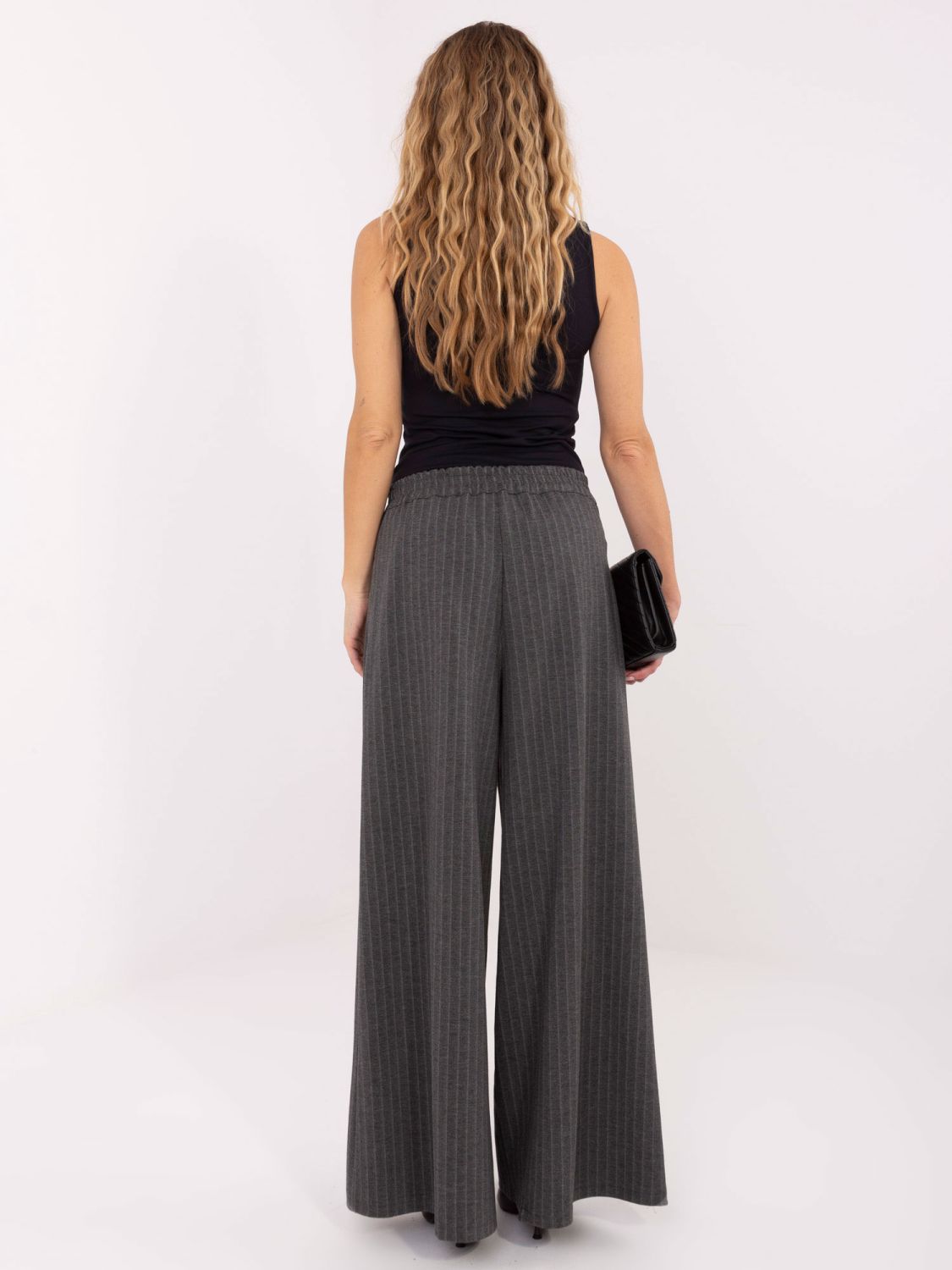 Elegante graue Palazzo-Hose mit Streifen