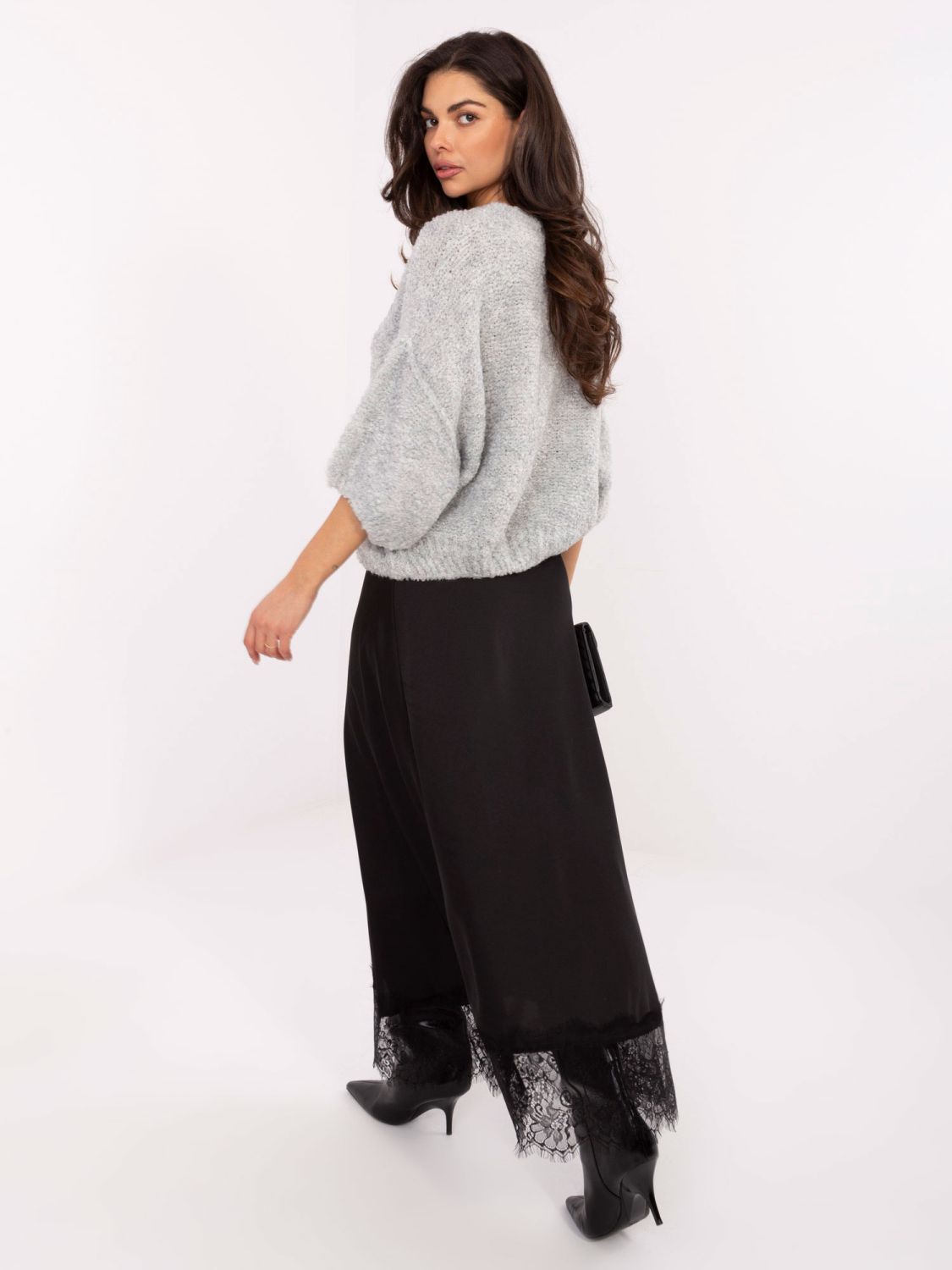 Schwarzer Maxi-Rock mit Spitze