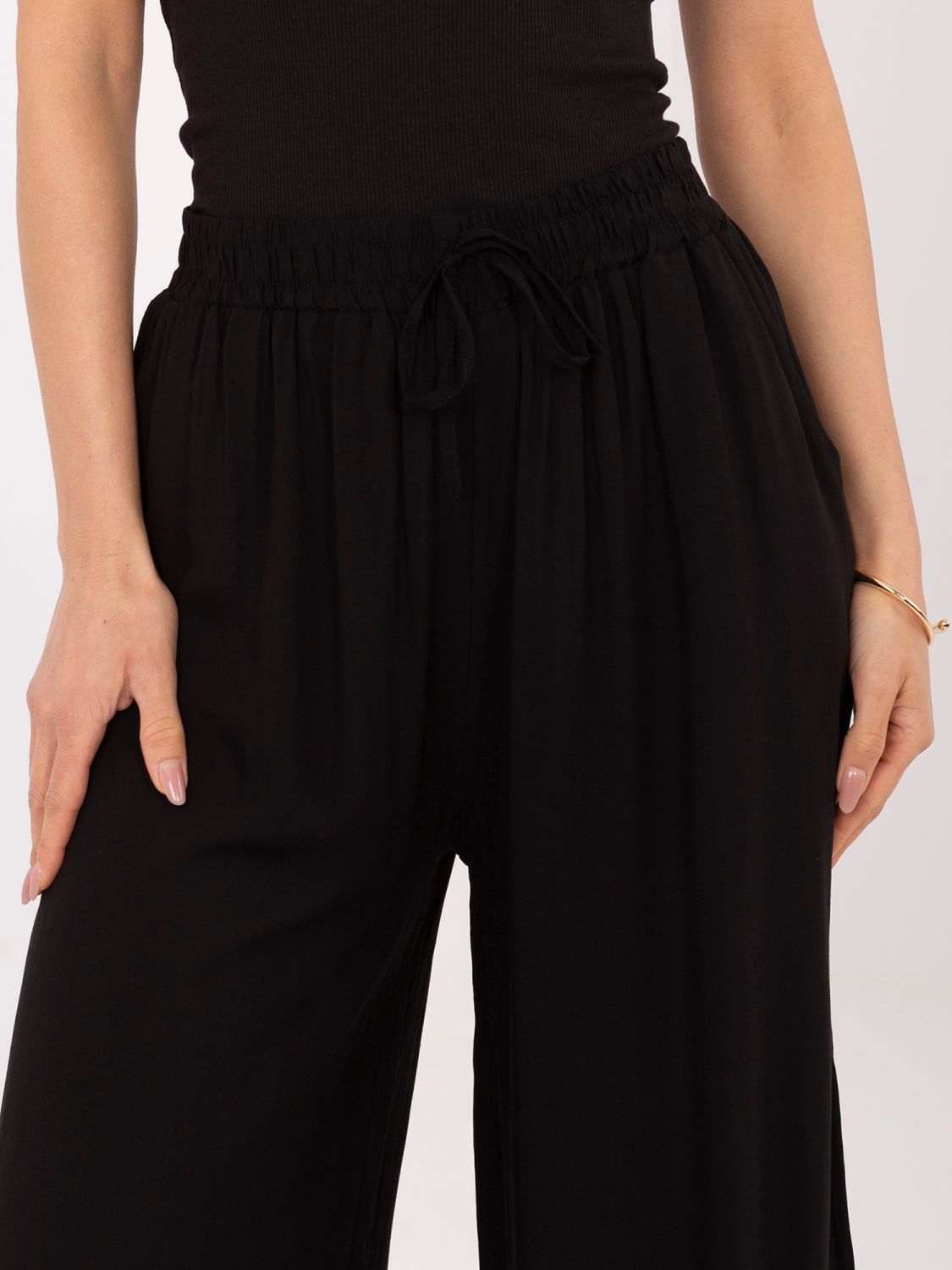 Schwarze Palazzo-Hose aus Viskose