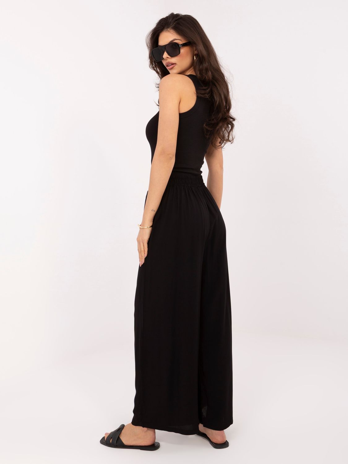 Schwarze Palazzo-Hose aus Viskose