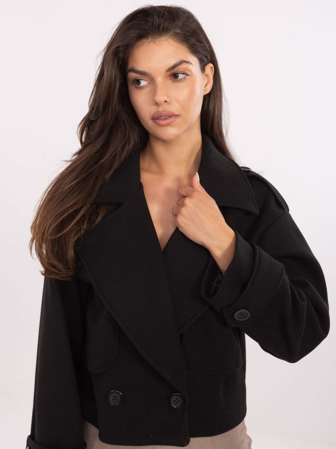 Eleganter schwarzer Übergangsmantel