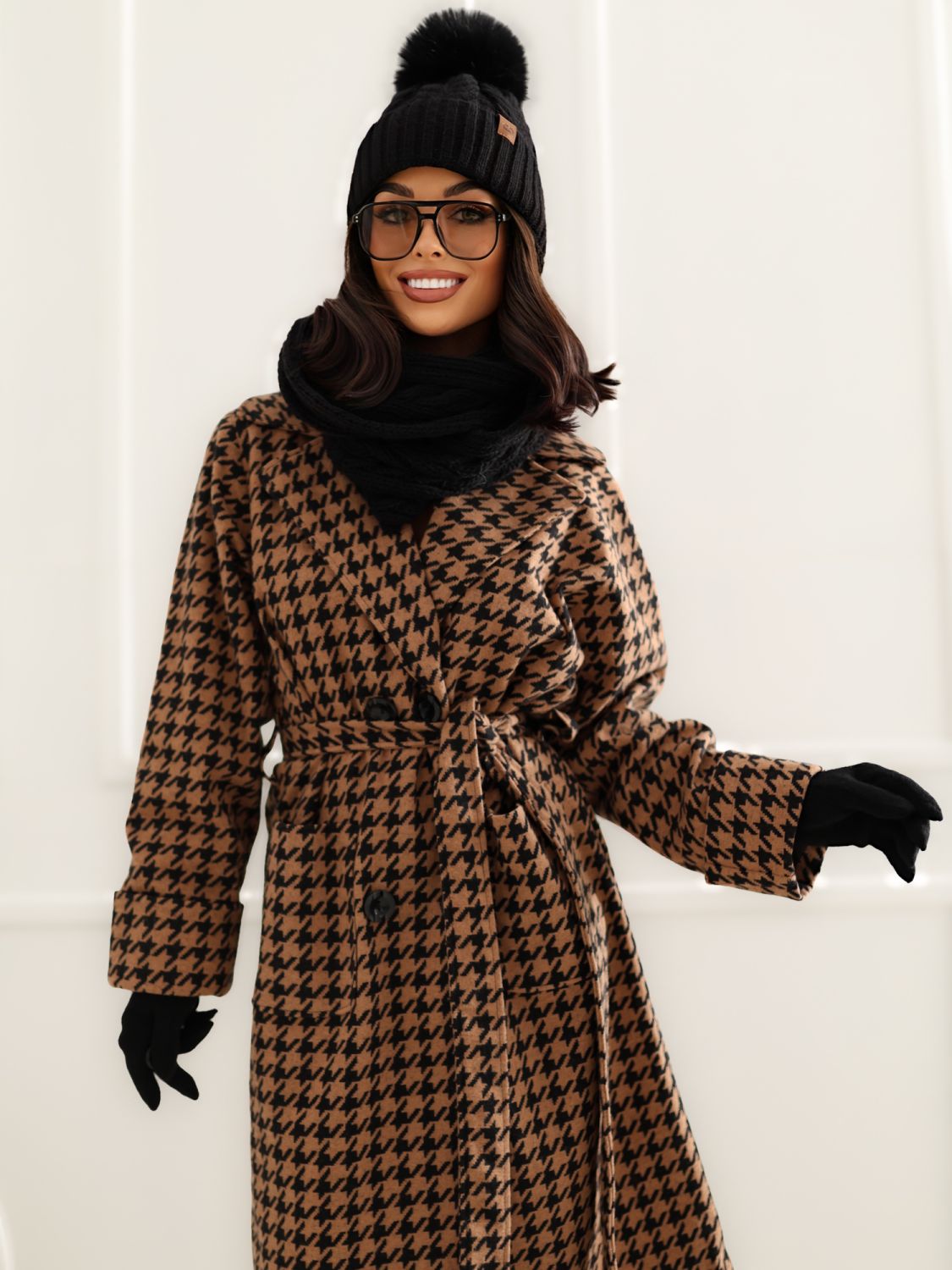 Winterset mit Bommel und Fütterung, schwarz