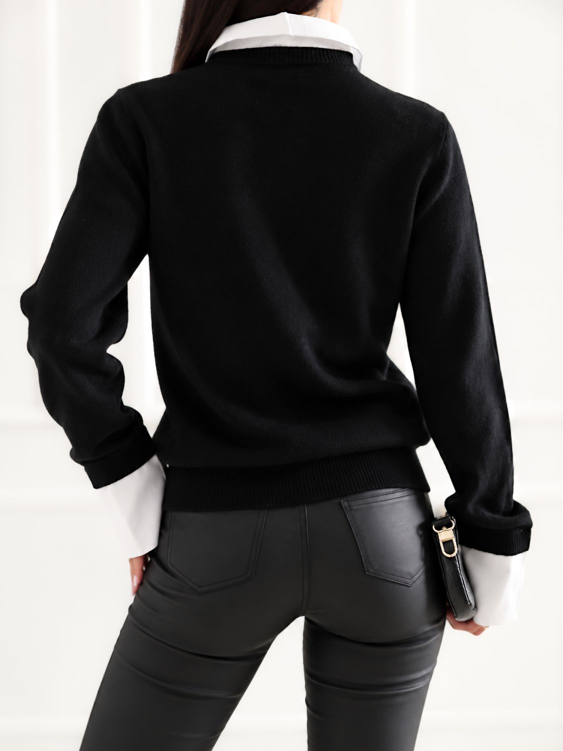 Eleganter schwarzer Polo-Pullover