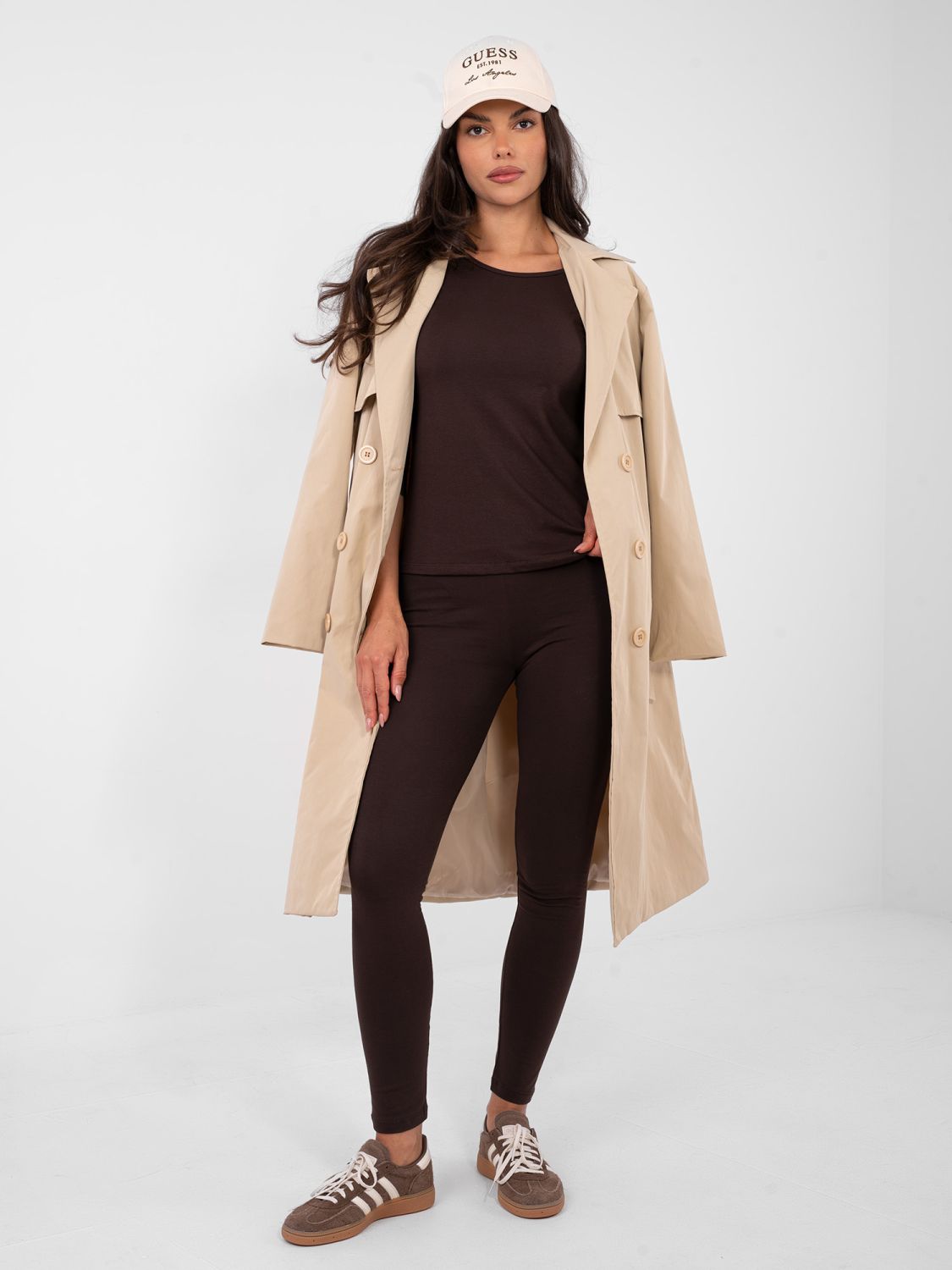 Braune Baumwoll-Leggings mit schmalem Bein