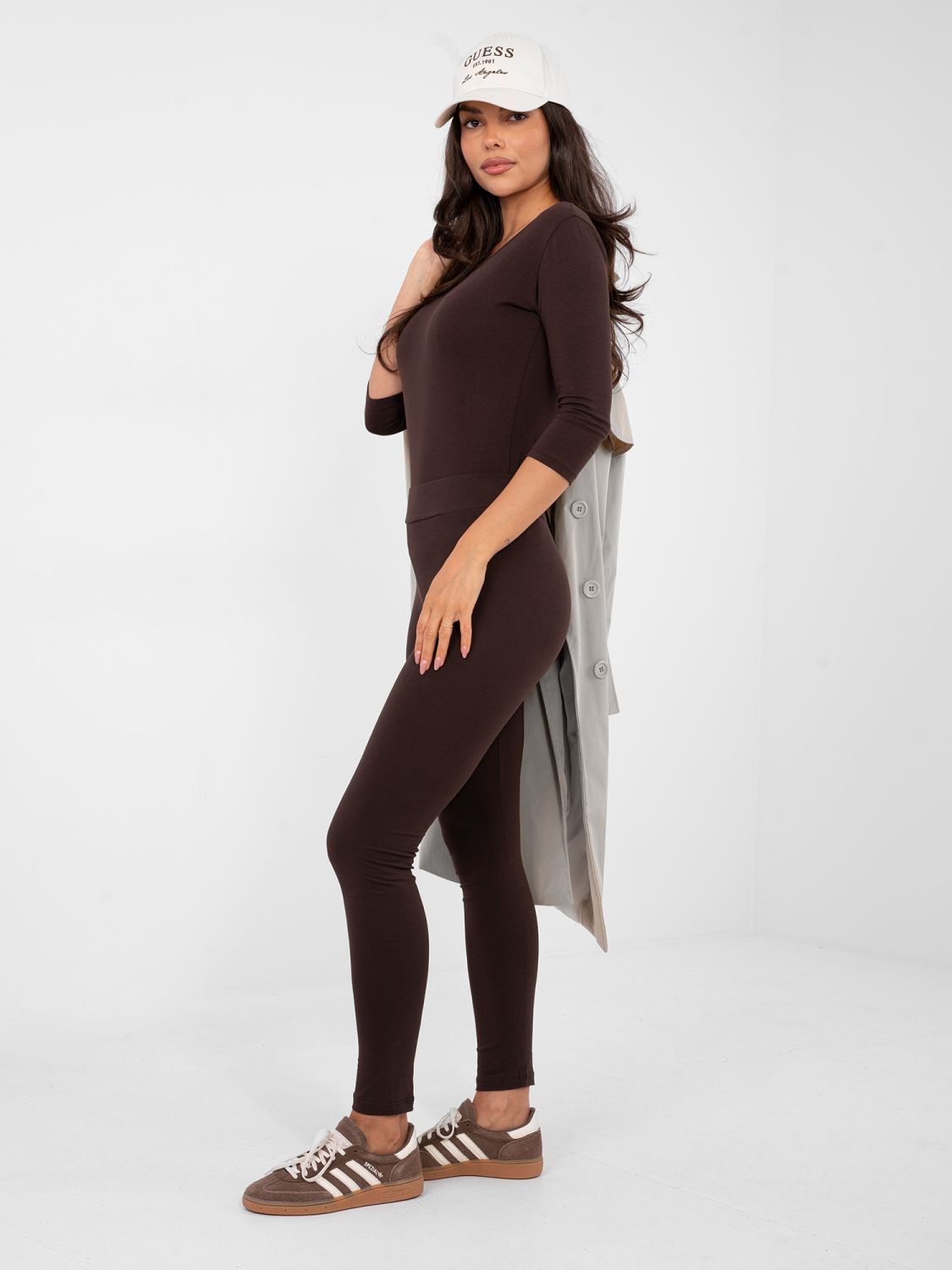 Braune Baumwoll-Leggings mit schmalem Bein