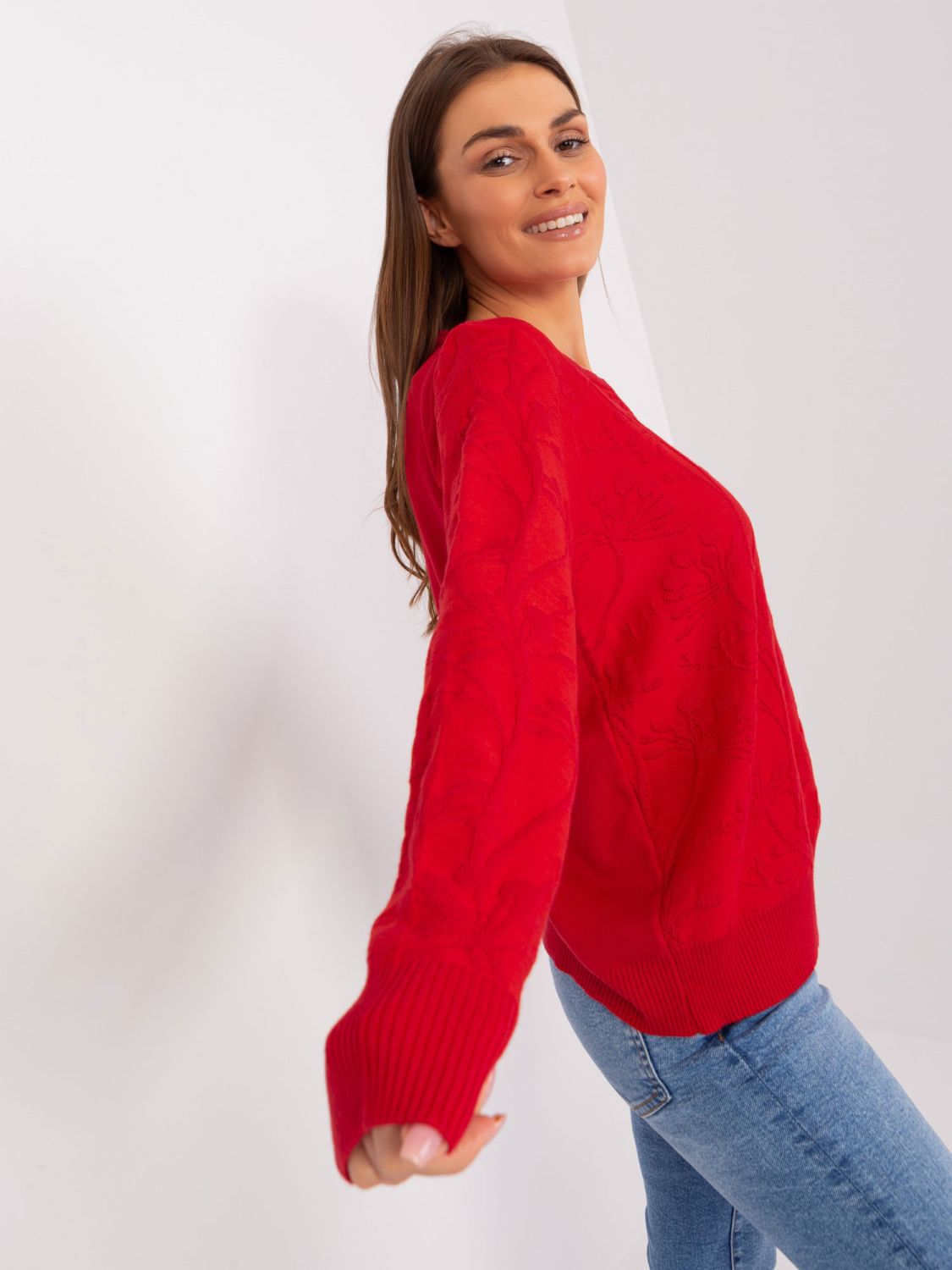 Klassischer roter Pullover mit Muster