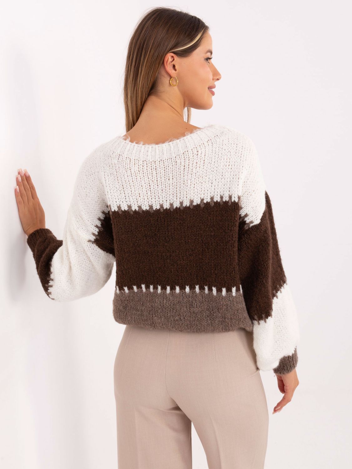 Braun gestreifter Pullover