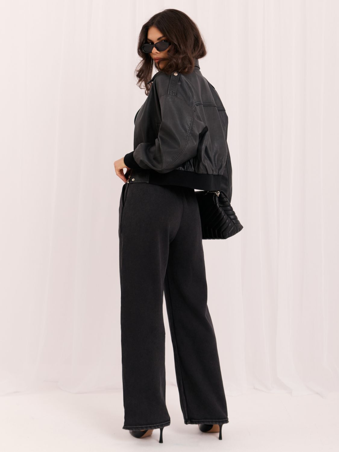 Graue Wide Leg Jogginghose