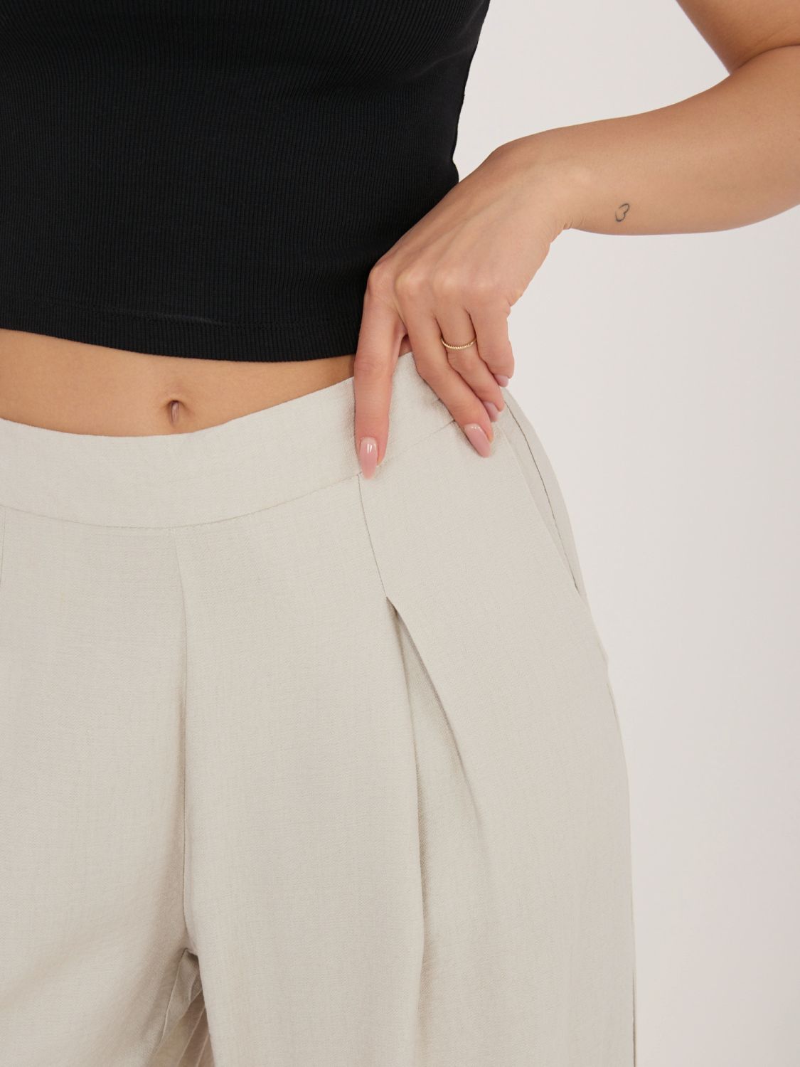 Beige Palazzo-Hose aus Viskose