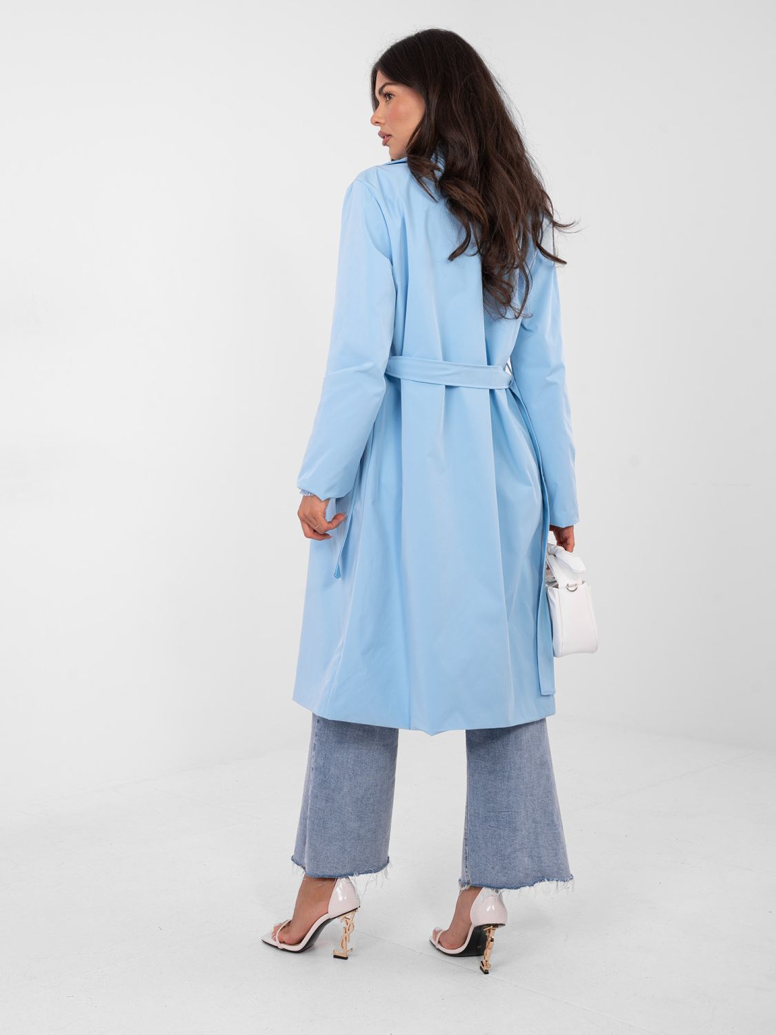 Damen-Trenchcoat in Hellblau mit Gürtel