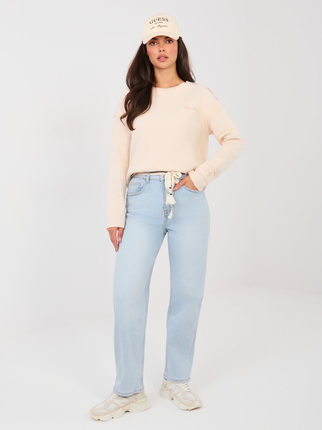 Damen-Balloon-Fit-Jeans mit hohem Bund, hellblau