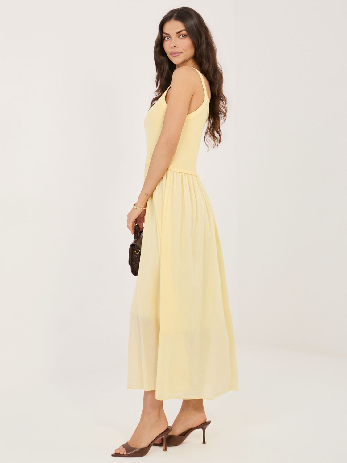 Maxi-Sommerkleid in Hellgelb mit Futter