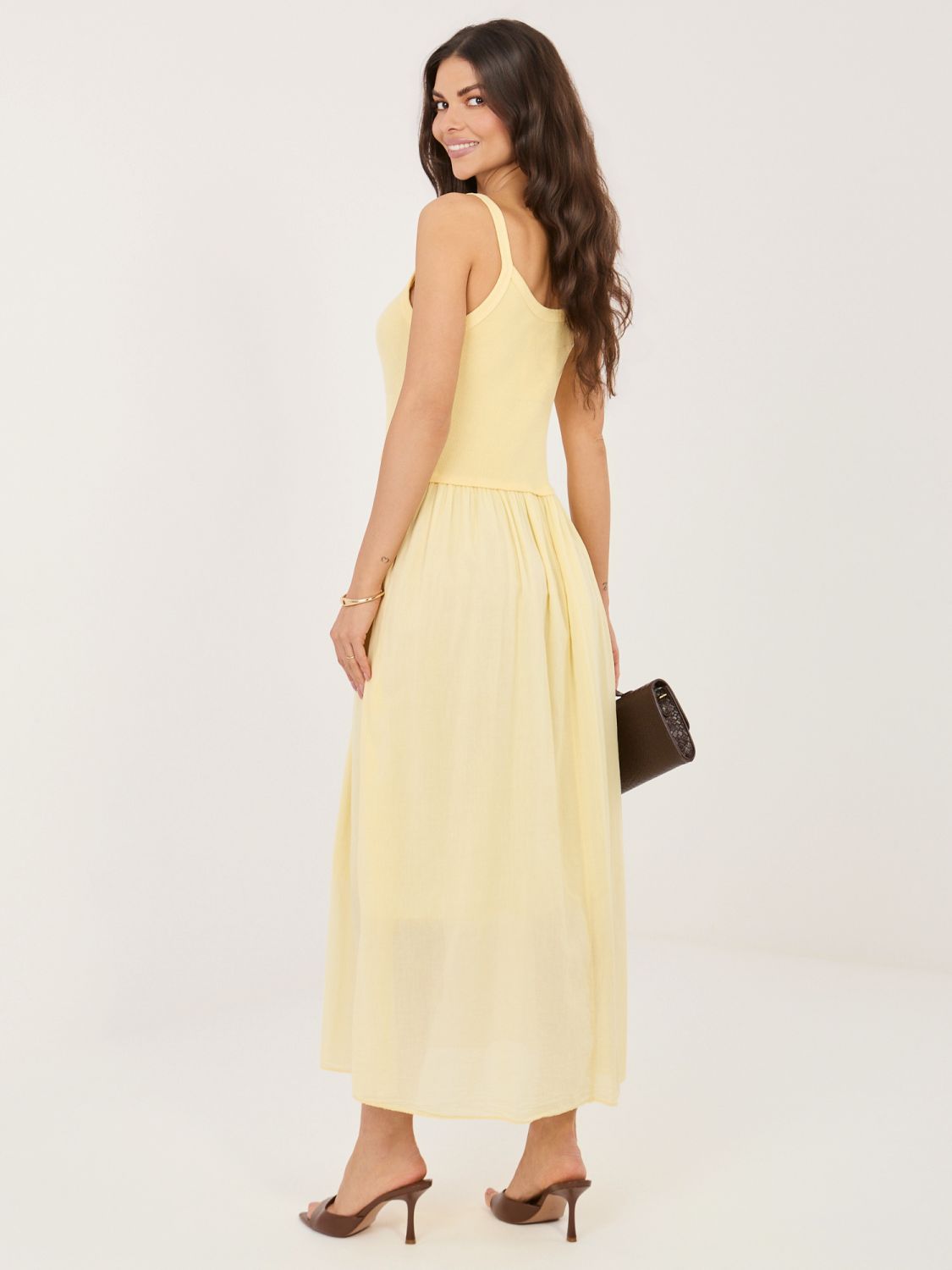 Maxi-Sommerkleid in Hellgelb mit Futter