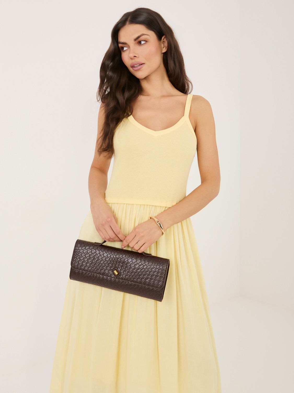 Maxi-Sommerkleid in Hellgelb mit Futter
