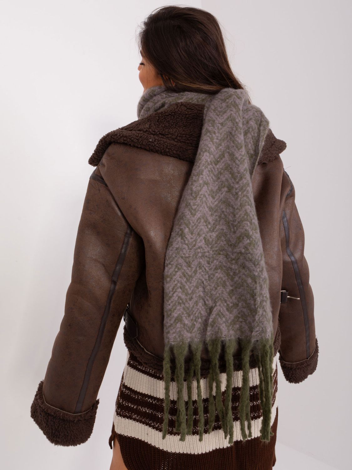 Damen Winter Schal in Khaki-Lila