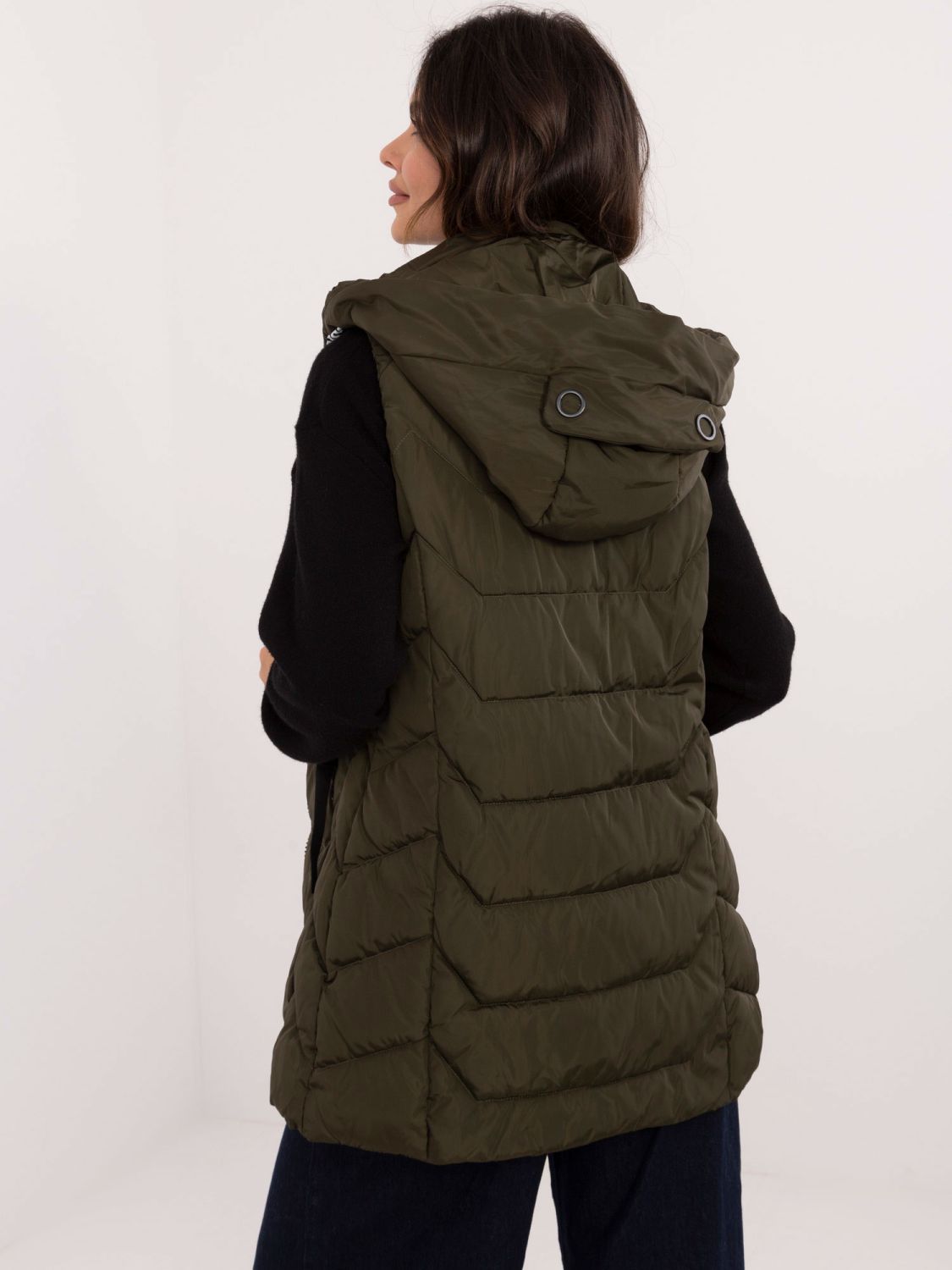 Steppweste mit Kapuze khaki