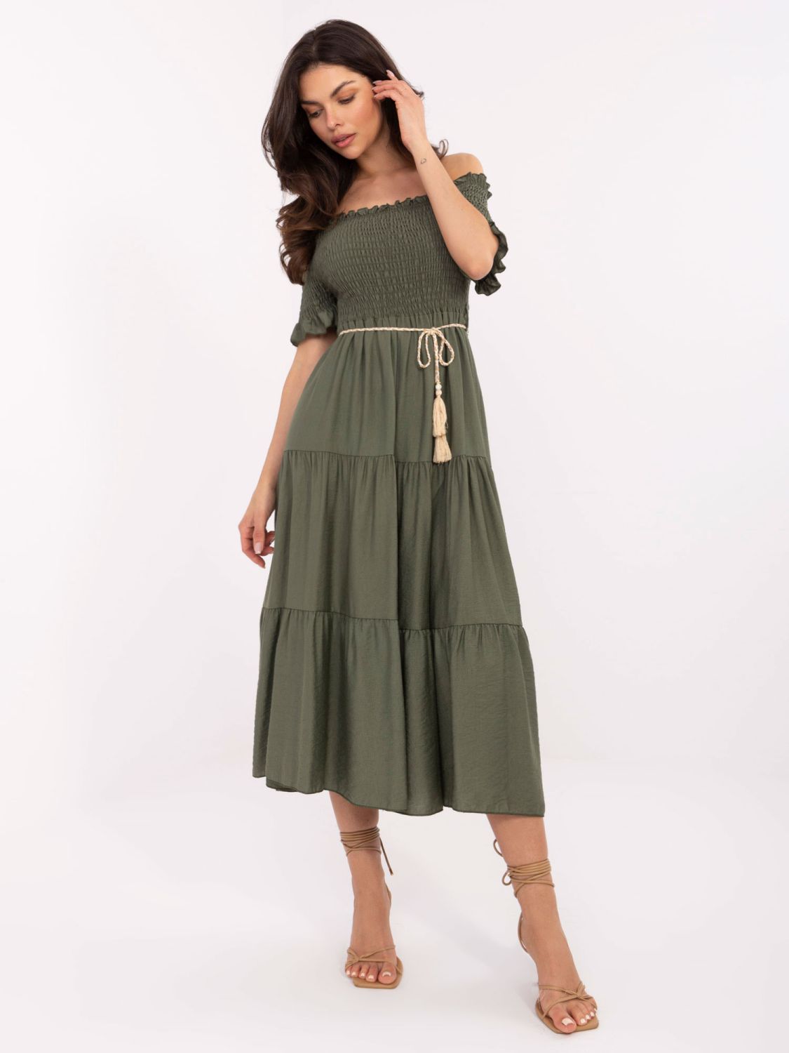 Elegantes Midi-Kleid mit Volants